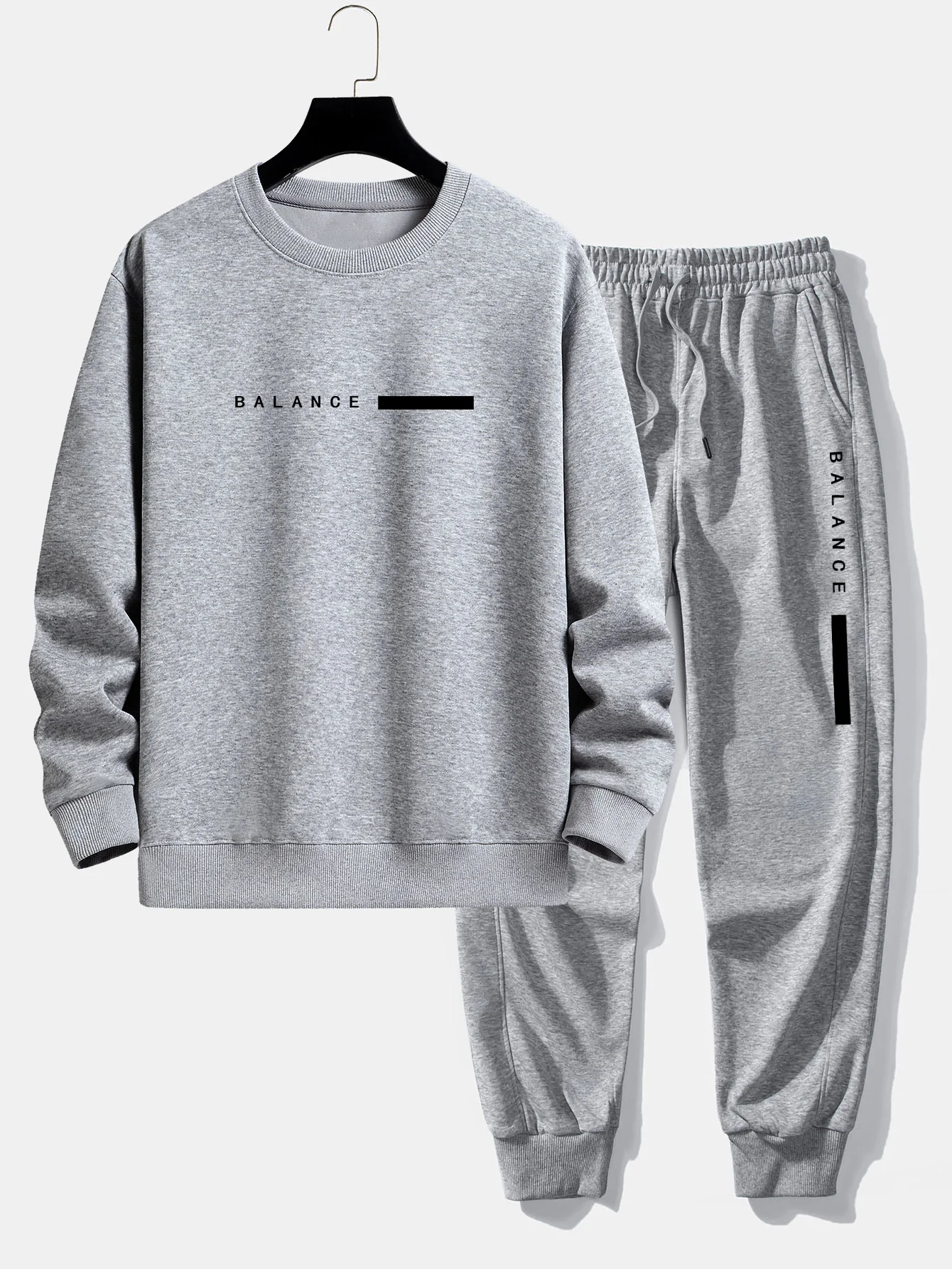 Balance Streifen Druck Relaxed Fit Rundhals Sweatshirt & Jogginghose - Image 5