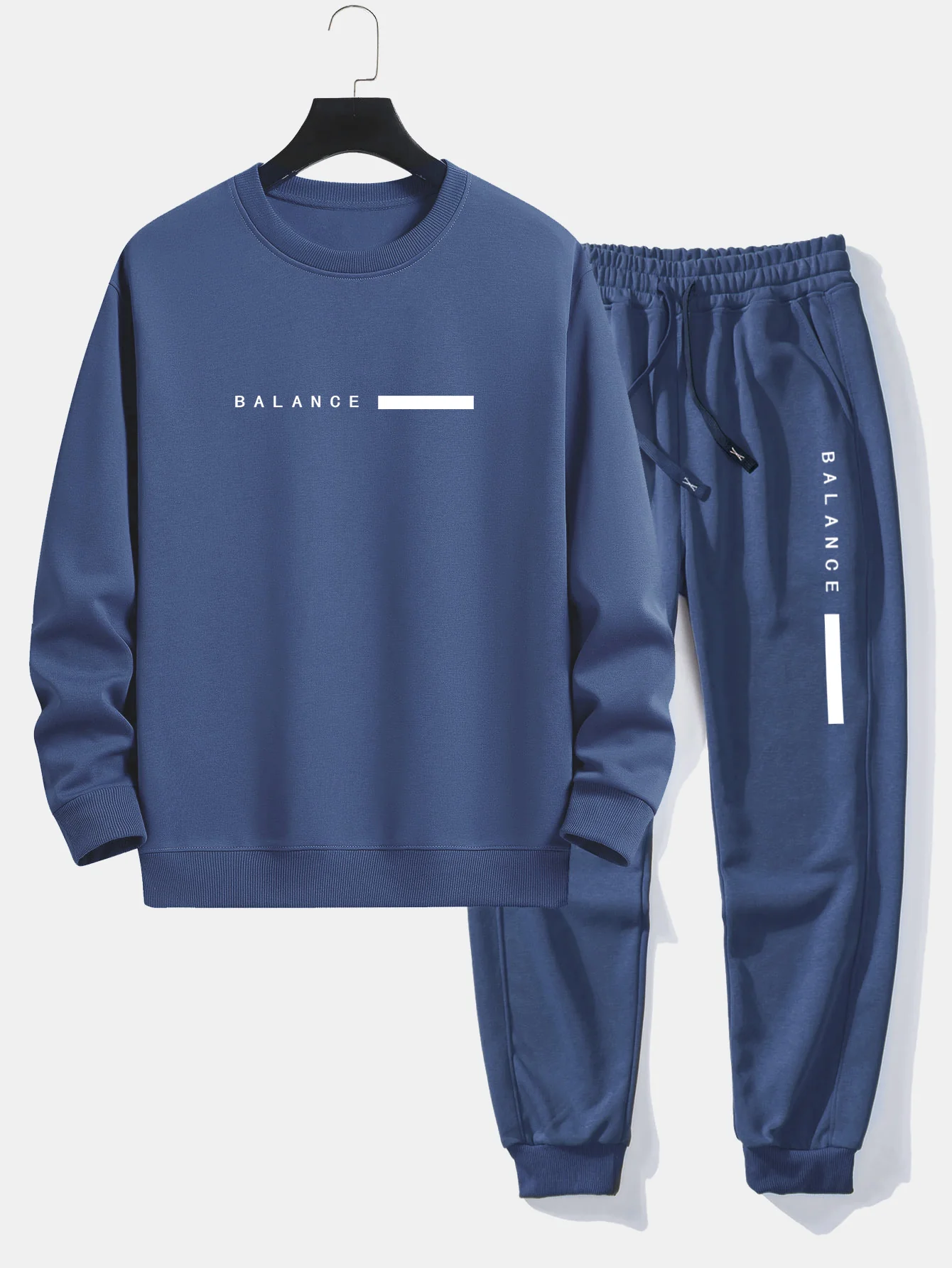 Balance Streifen Druck Relaxed Fit Rundhals Sweatshirt & Jogginghose - Image 6