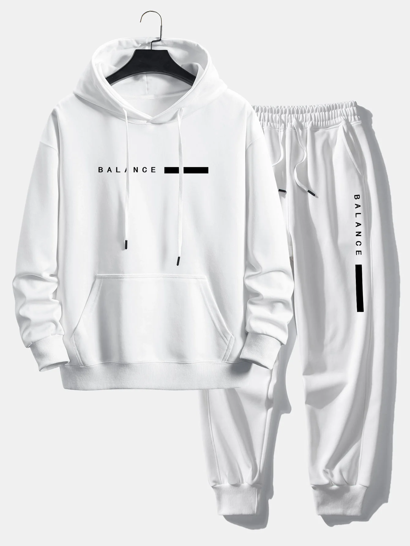 Balance Streifen Druck Relaxed Fit Hoodie & Jogginghose - Image 4