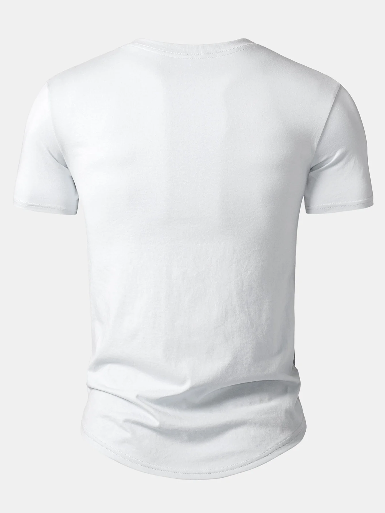 Basic Cotton Arc Hem T-Shirt - Image 2
