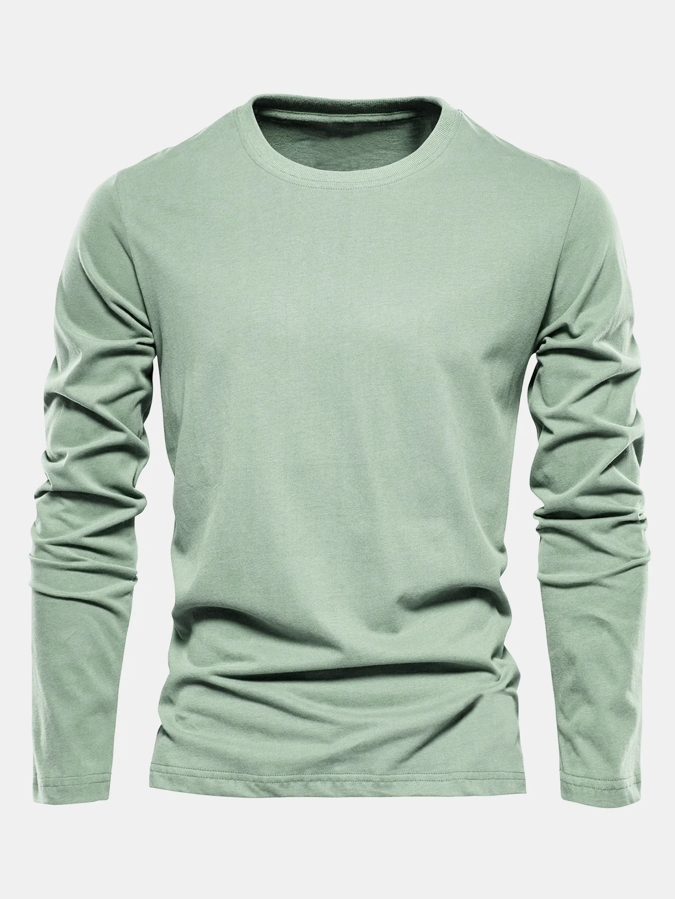 Basic Langarm Baumwoll-T-Shirt - Image 10