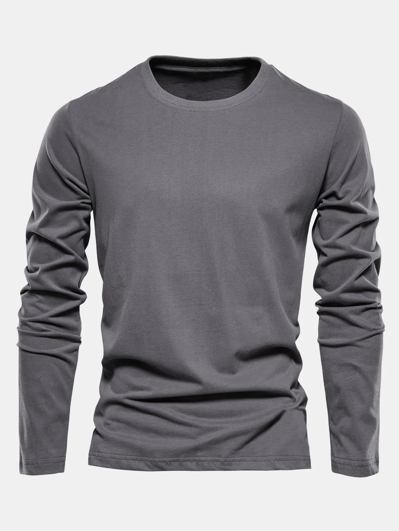 Basic Langarm Baumwoll-T-Shirt - Image 11