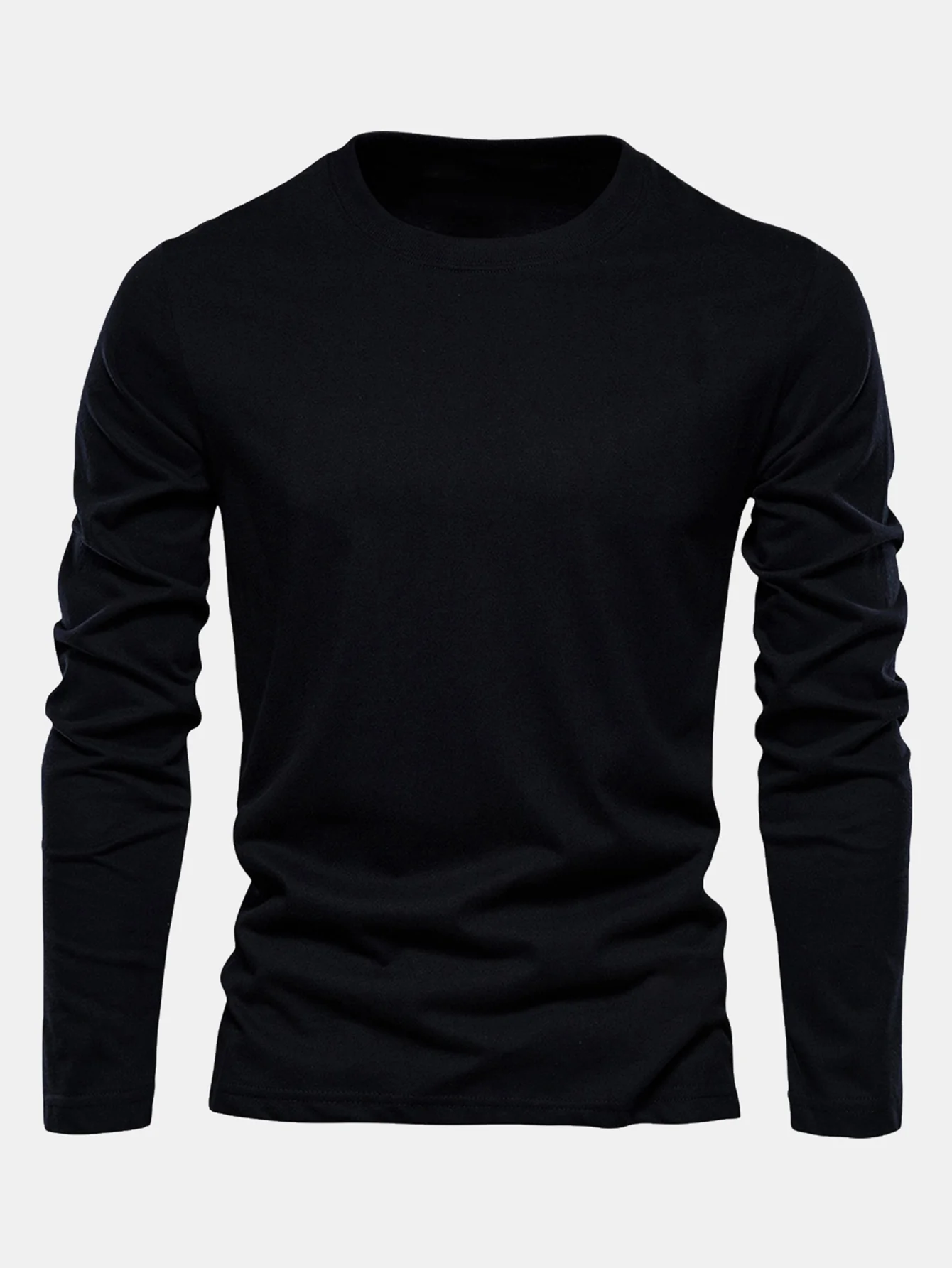 Basic Langarm Baumwoll-T-Shirt - Image 4