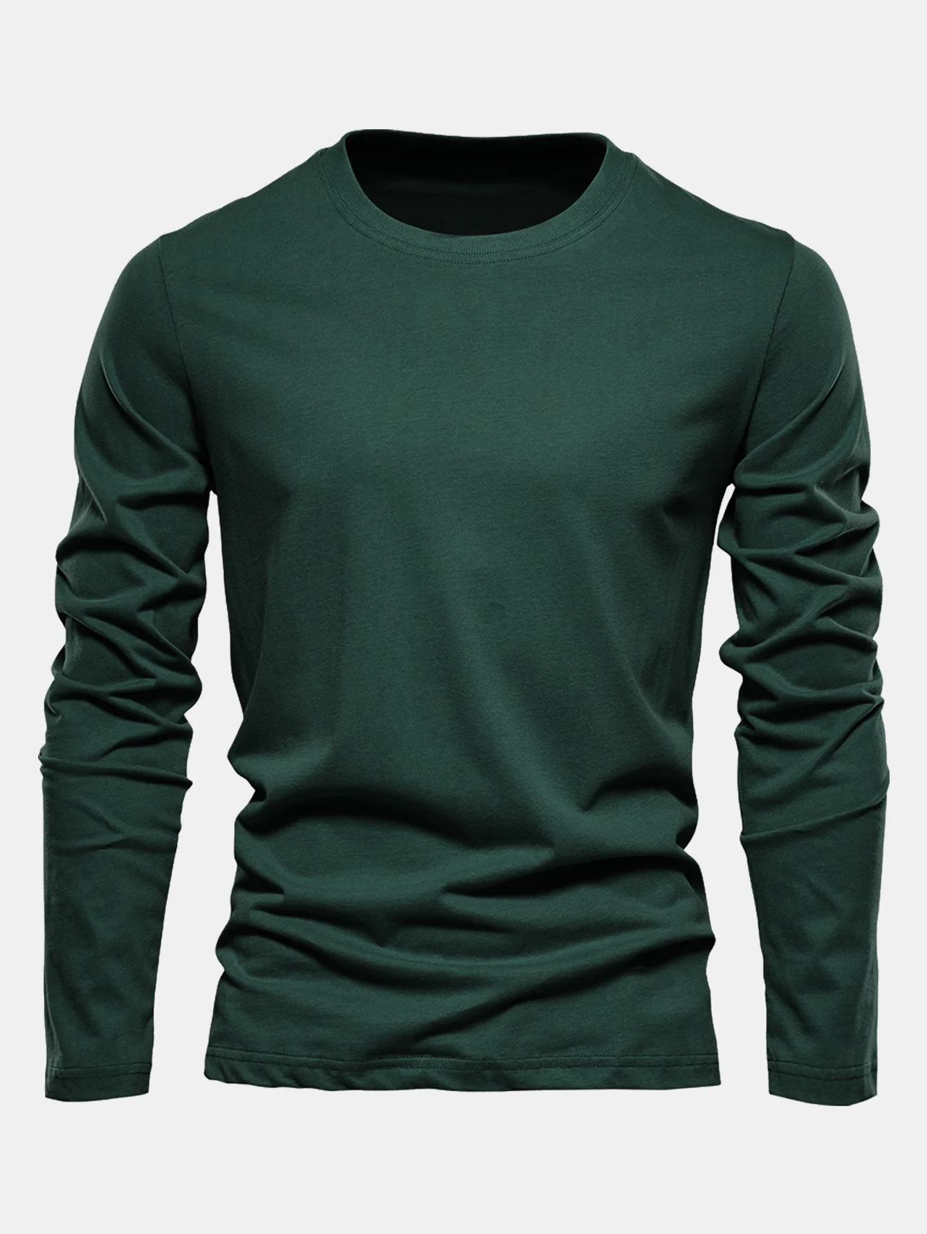 Basic Langarm Baumwoll-T-Shirt - Image 6