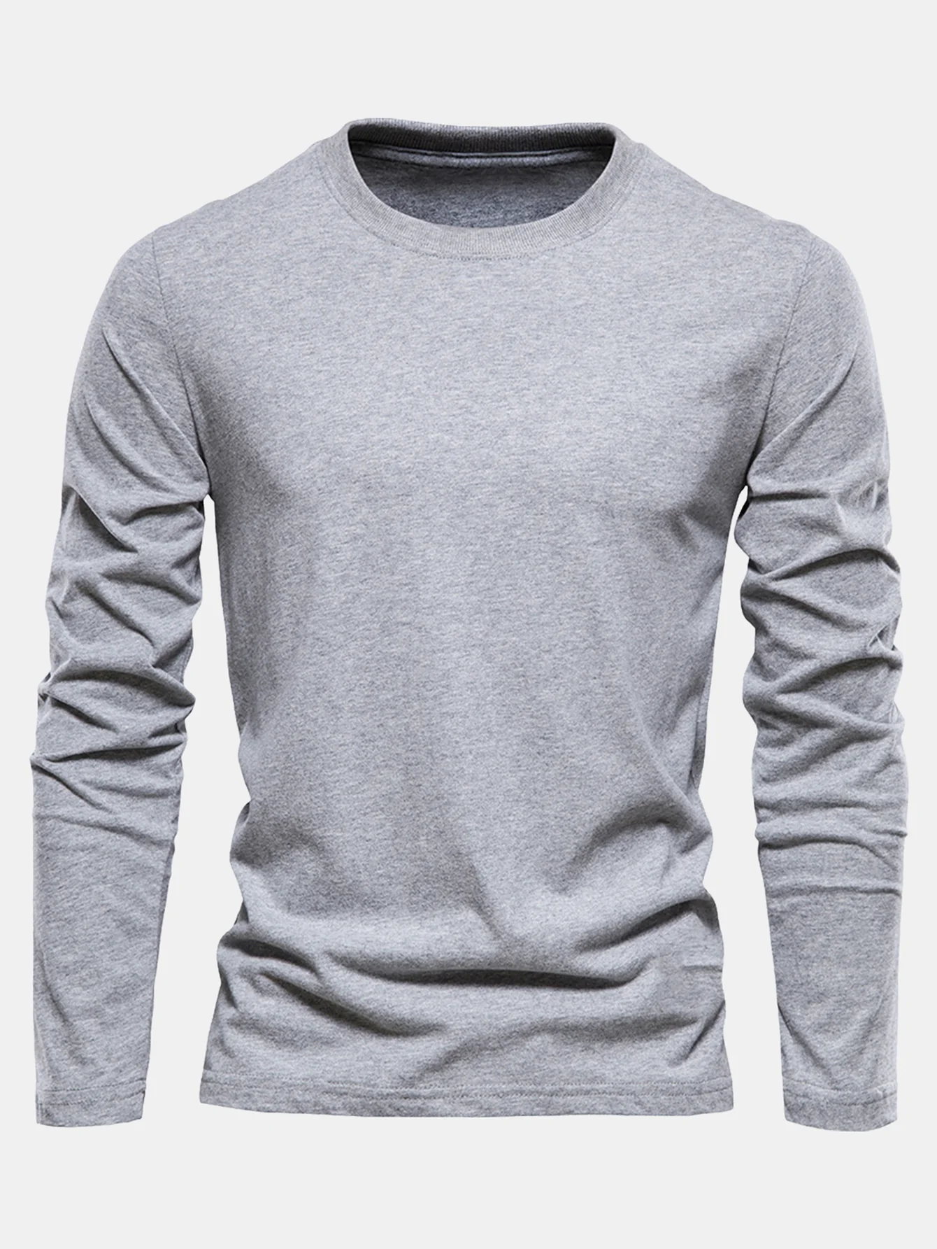 Basic Langarm Baumwoll-T-Shirt - Image 9