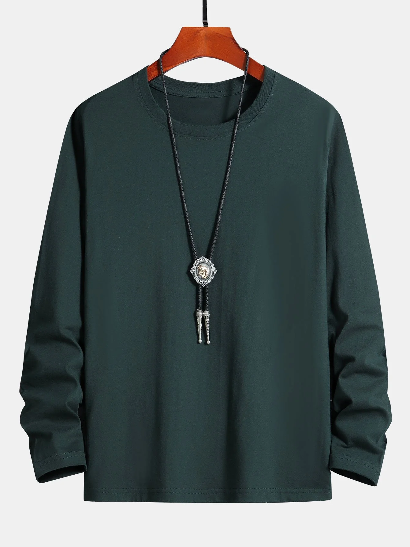 Basic Langarm Baumwoll-T-Shirt - Image 2