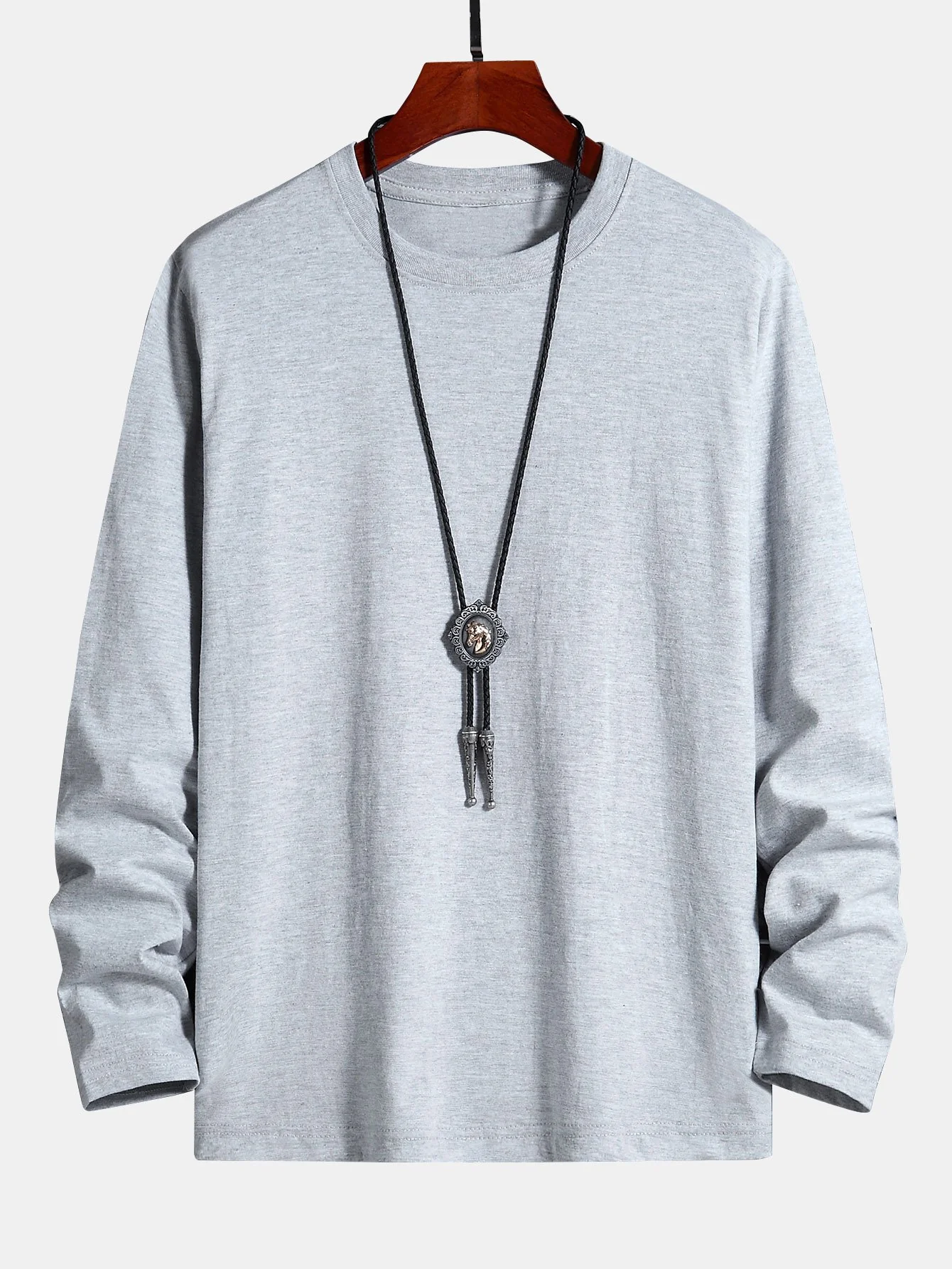 Basic Langarm Baumwoll-T-Shirt - Image 4