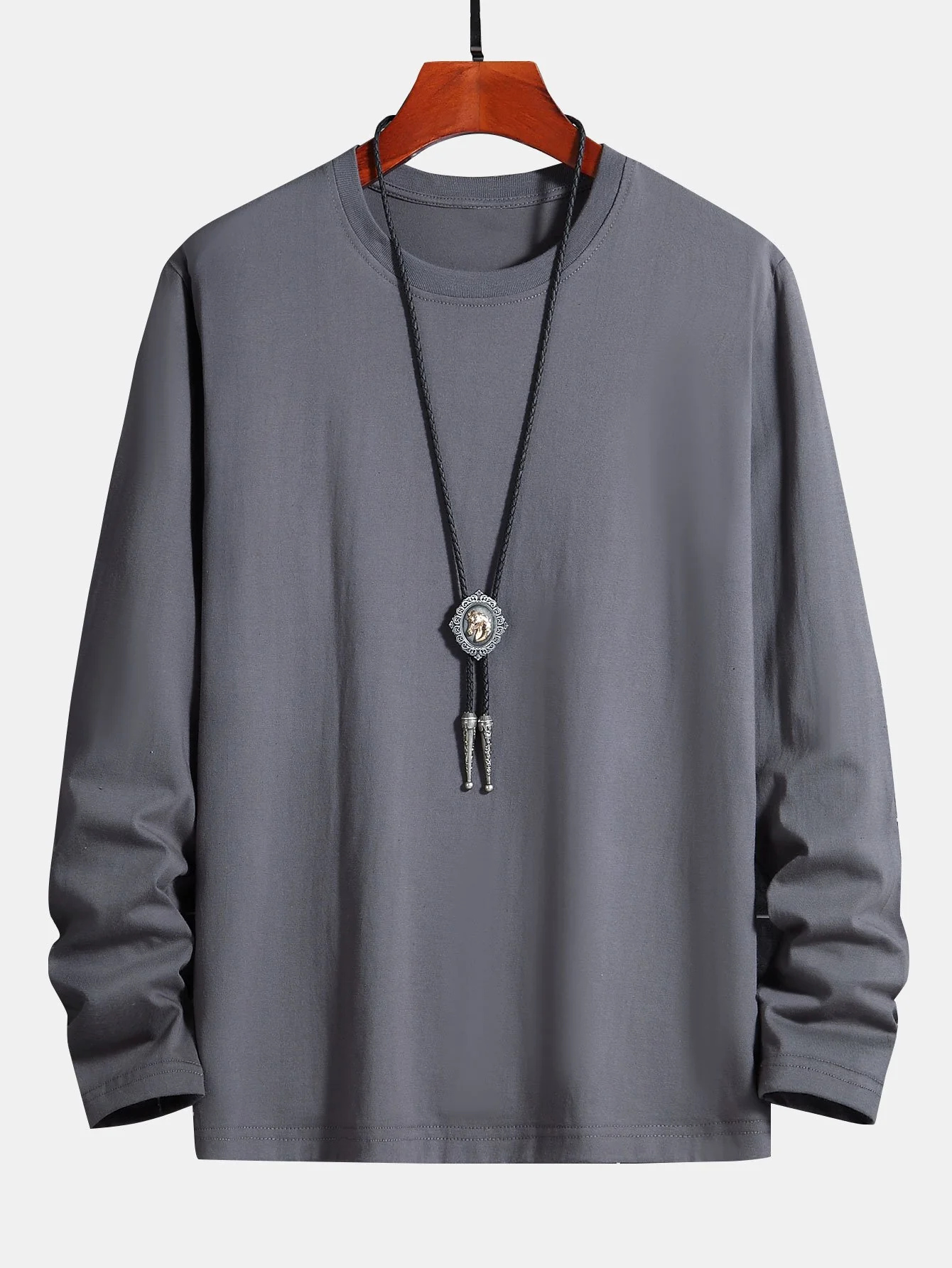 Basic Langarm Baumwoll-T-Shirt - Image 5