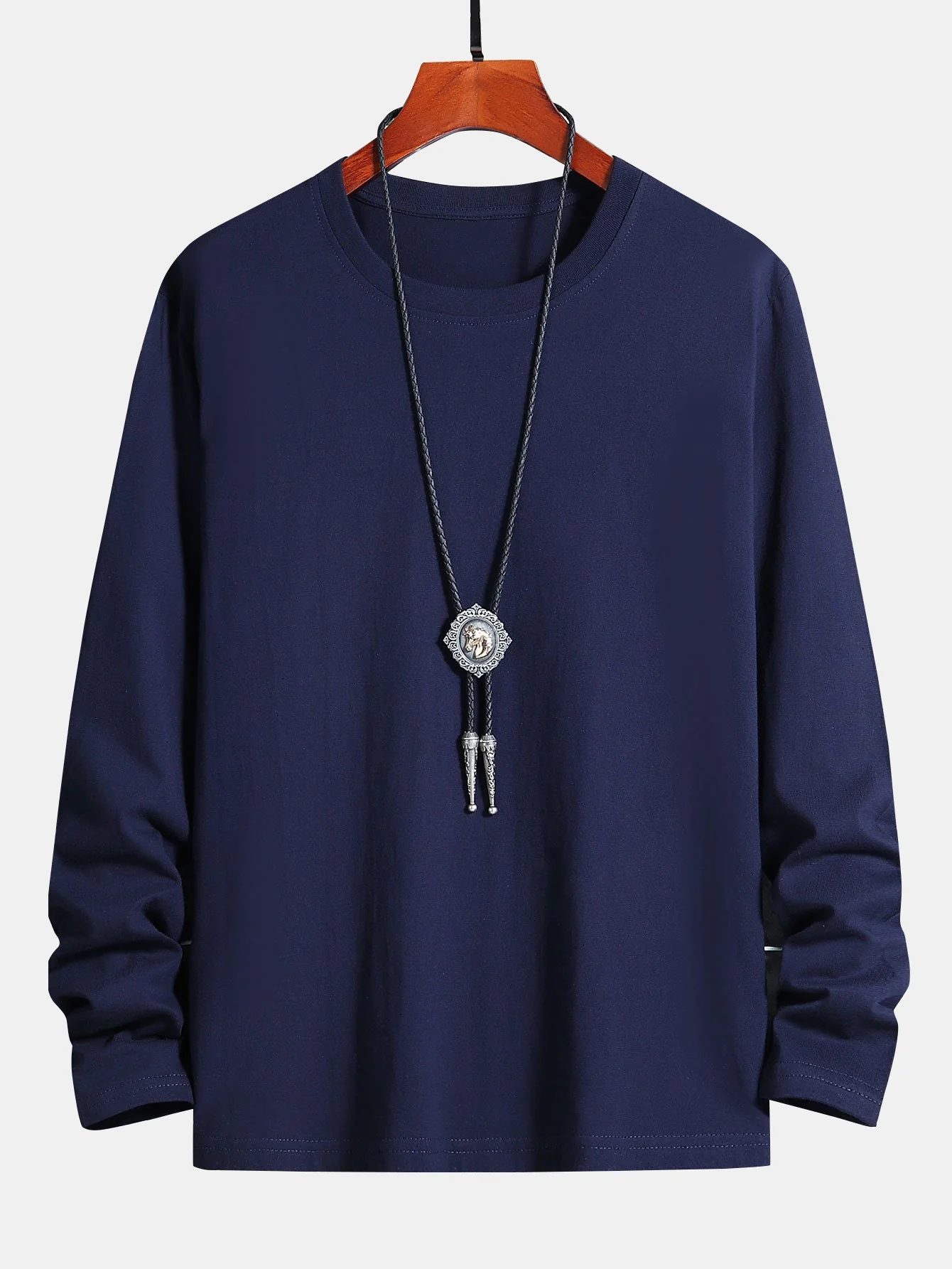 Basic Langarm Baumwoll-T-Shirt - Image 6