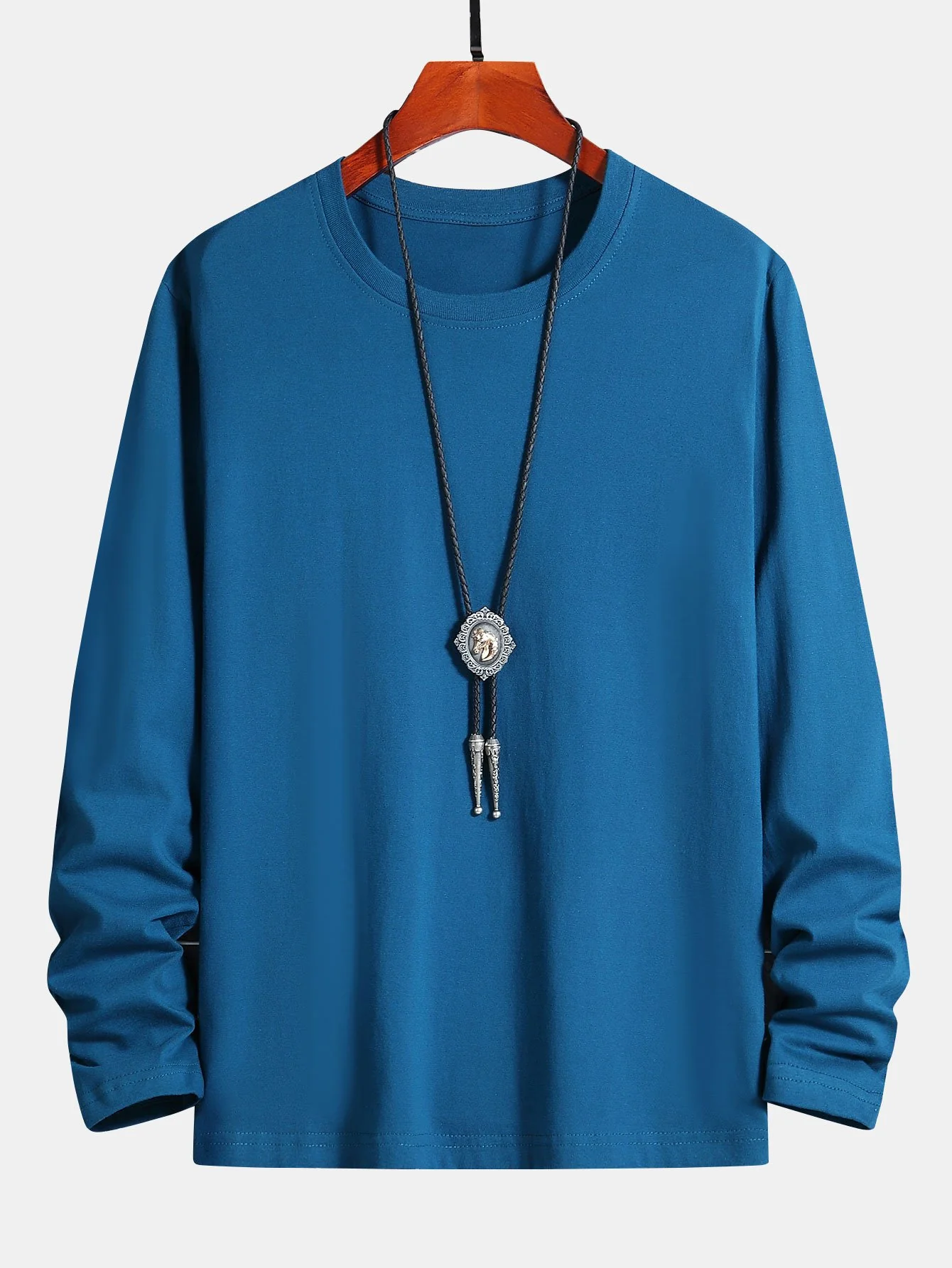 Basic Langarm Baumwoll-T-Shirt - Image 8