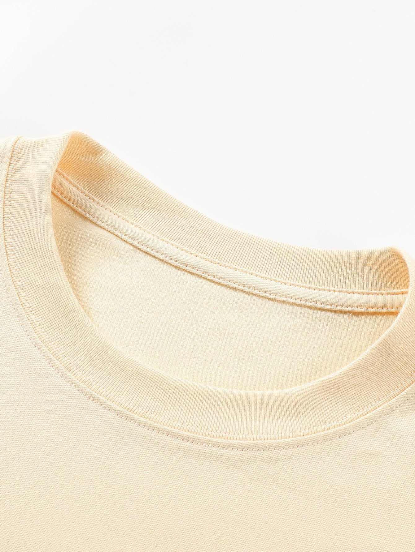 Basic Langarm Schwergewicht Bogen Saum T-Shirt - Image 10