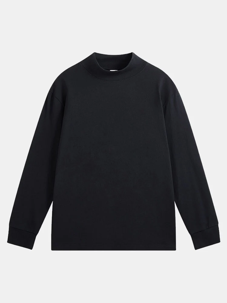Basic Langarm-Mockneck-T-Shirt