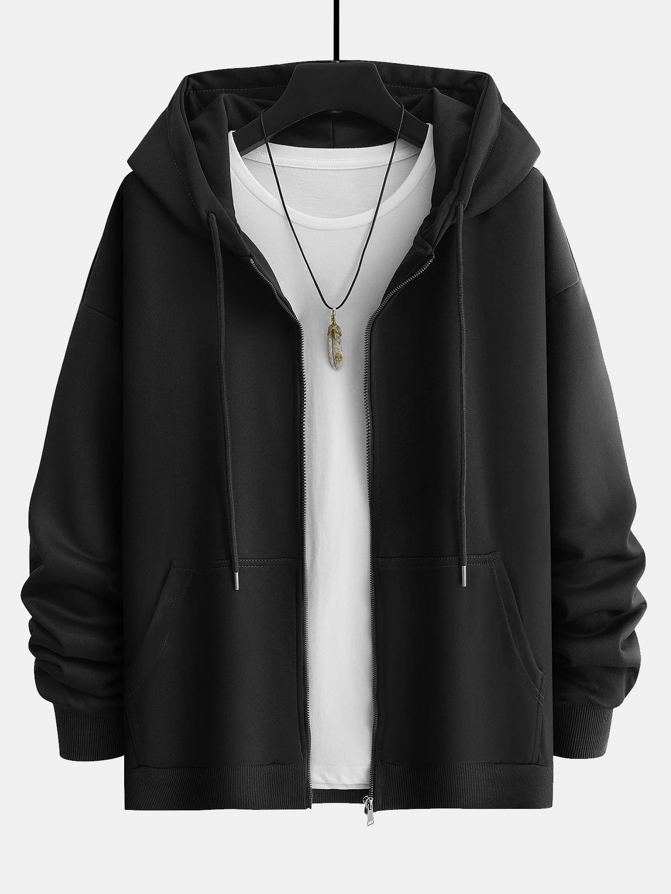Basic Relax Fit Zip Hoodie - Image 2