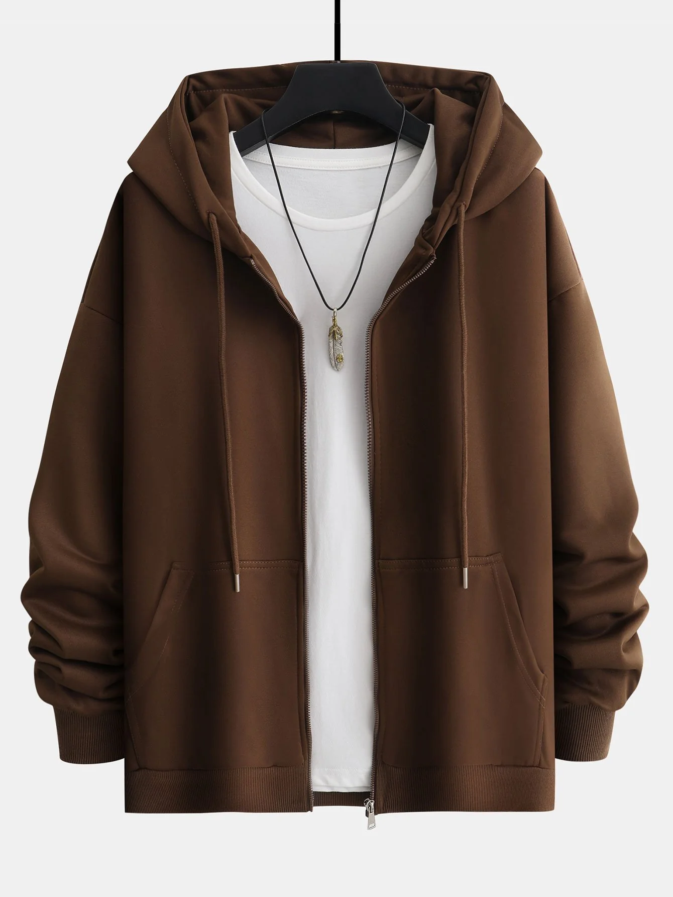 Basic Relax Fit Zip Hoodie - Image 3