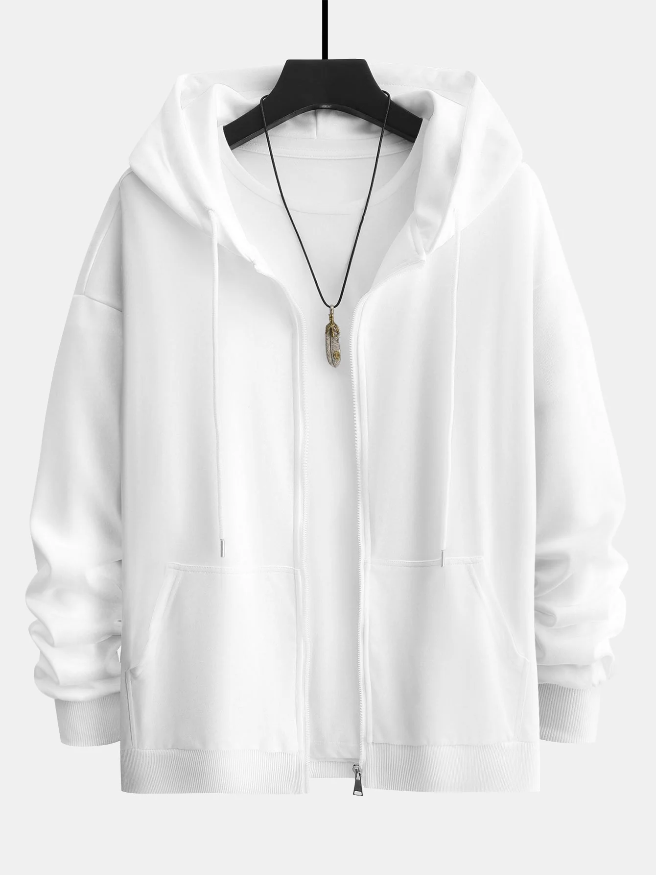 Basic Relax Fit Zip Hoodie - Image 4