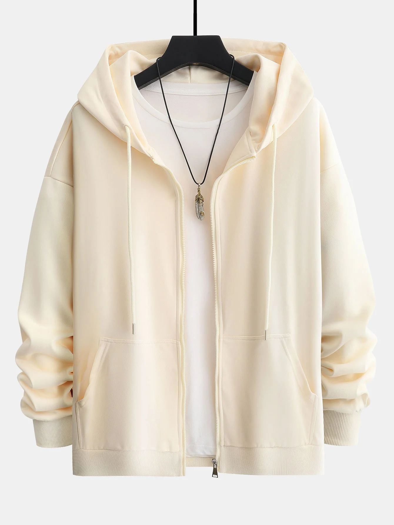 Basic Relax Fit Zip Hoodie - Image 5