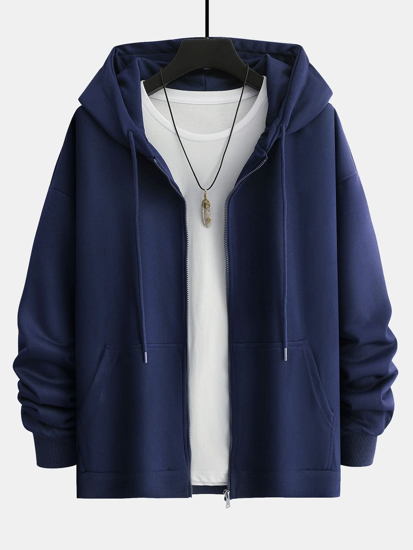 Basic Relax Fit Zip Hoodie - Image 6