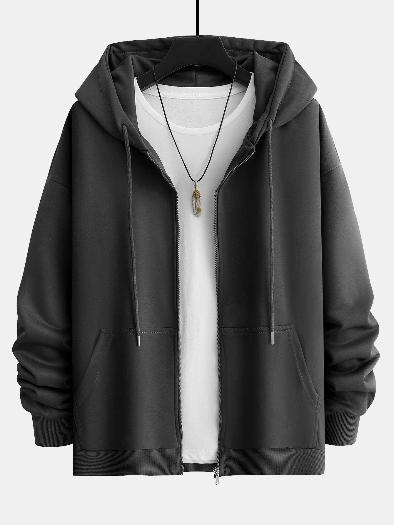Basic Relax Fit Zip Hoodie - Image 7