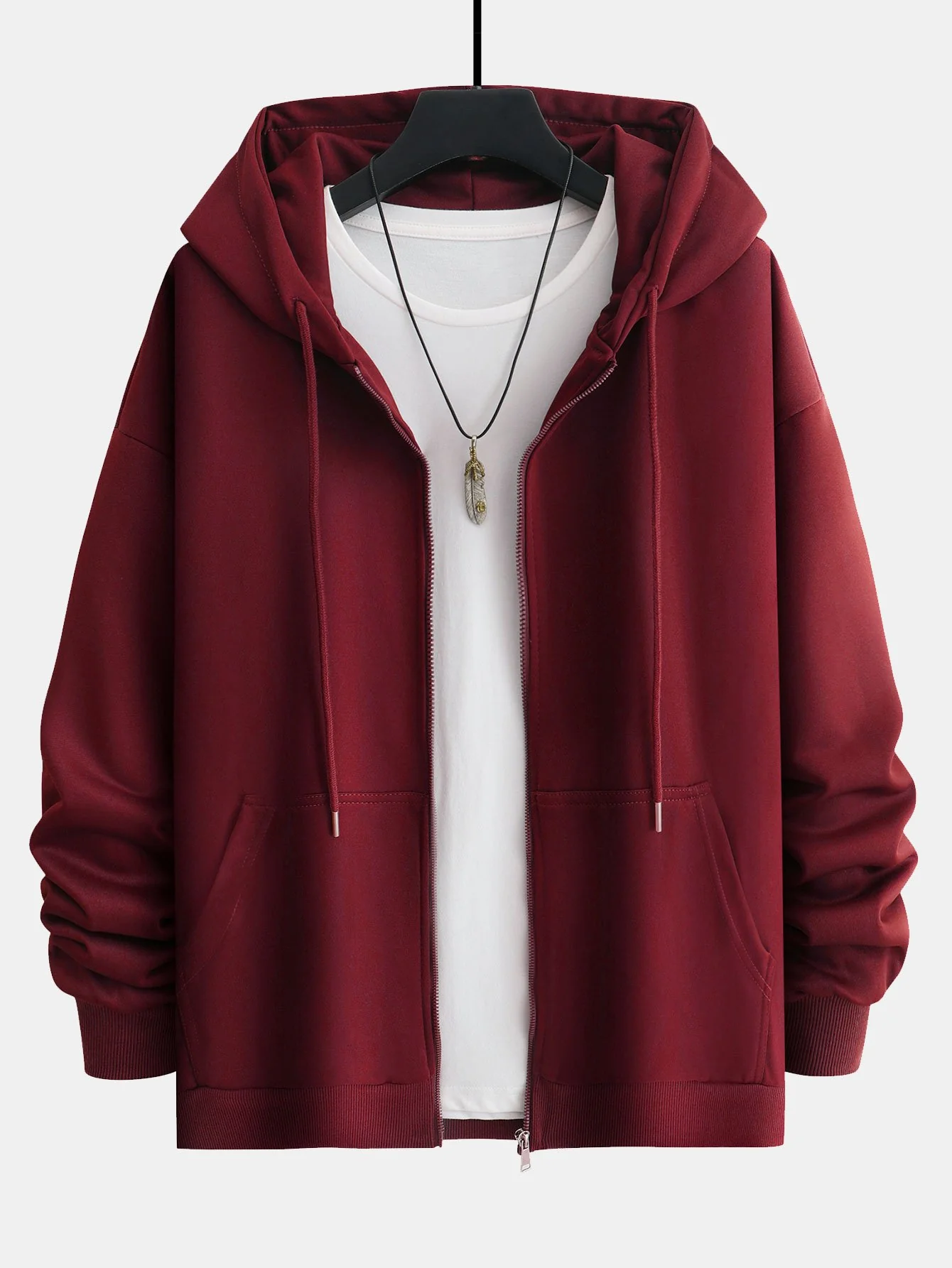 Basic Relax Fit Zip Hoodie - Image 8