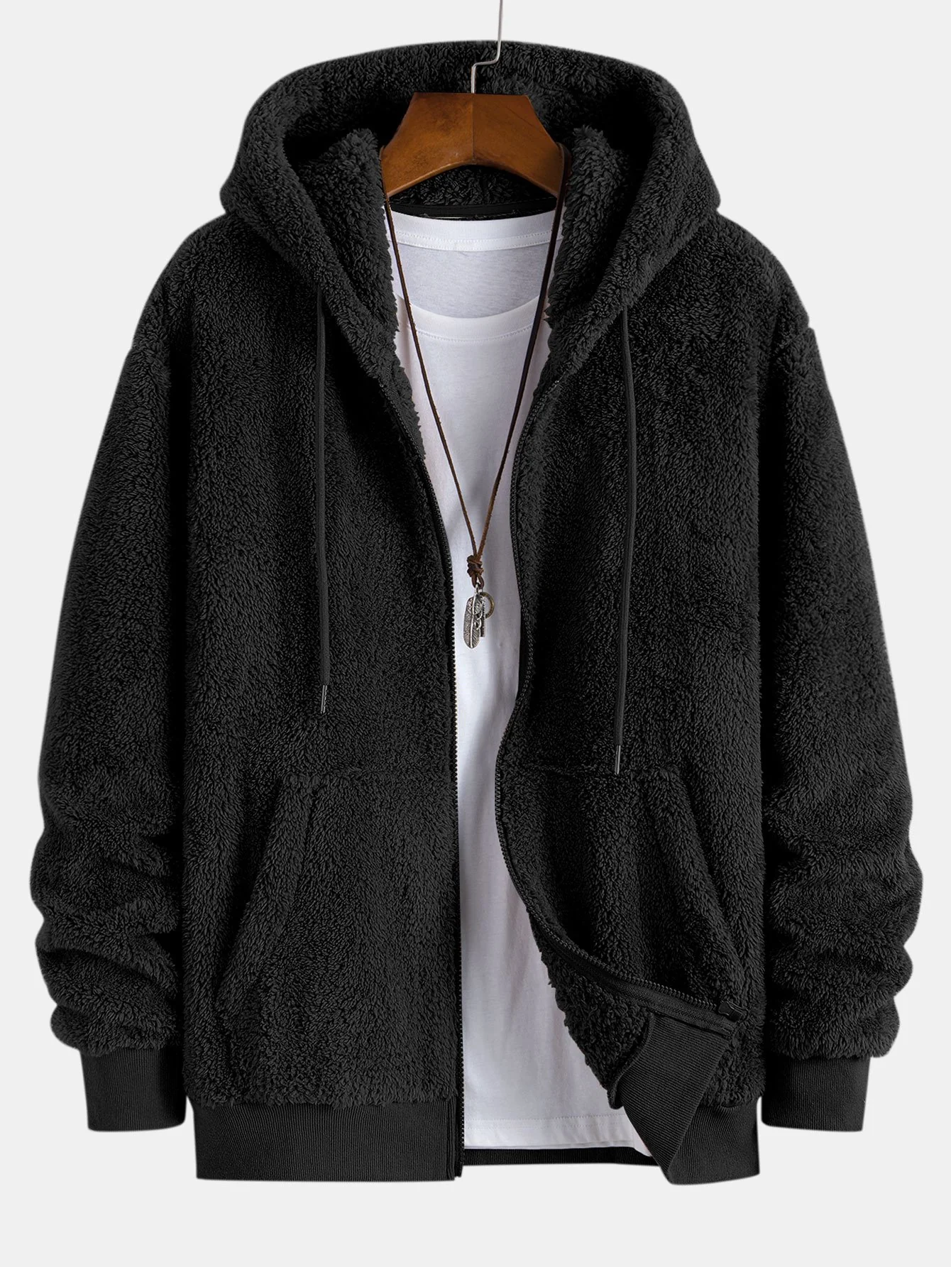 Basic Teddy Zip-Up Hoodie - Image 3