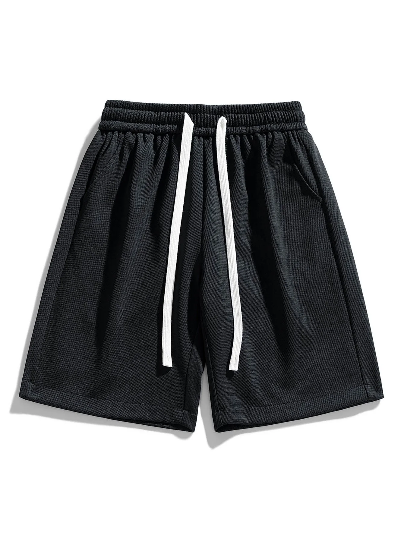 Basic Textured Drawstring Shorts - Image 3