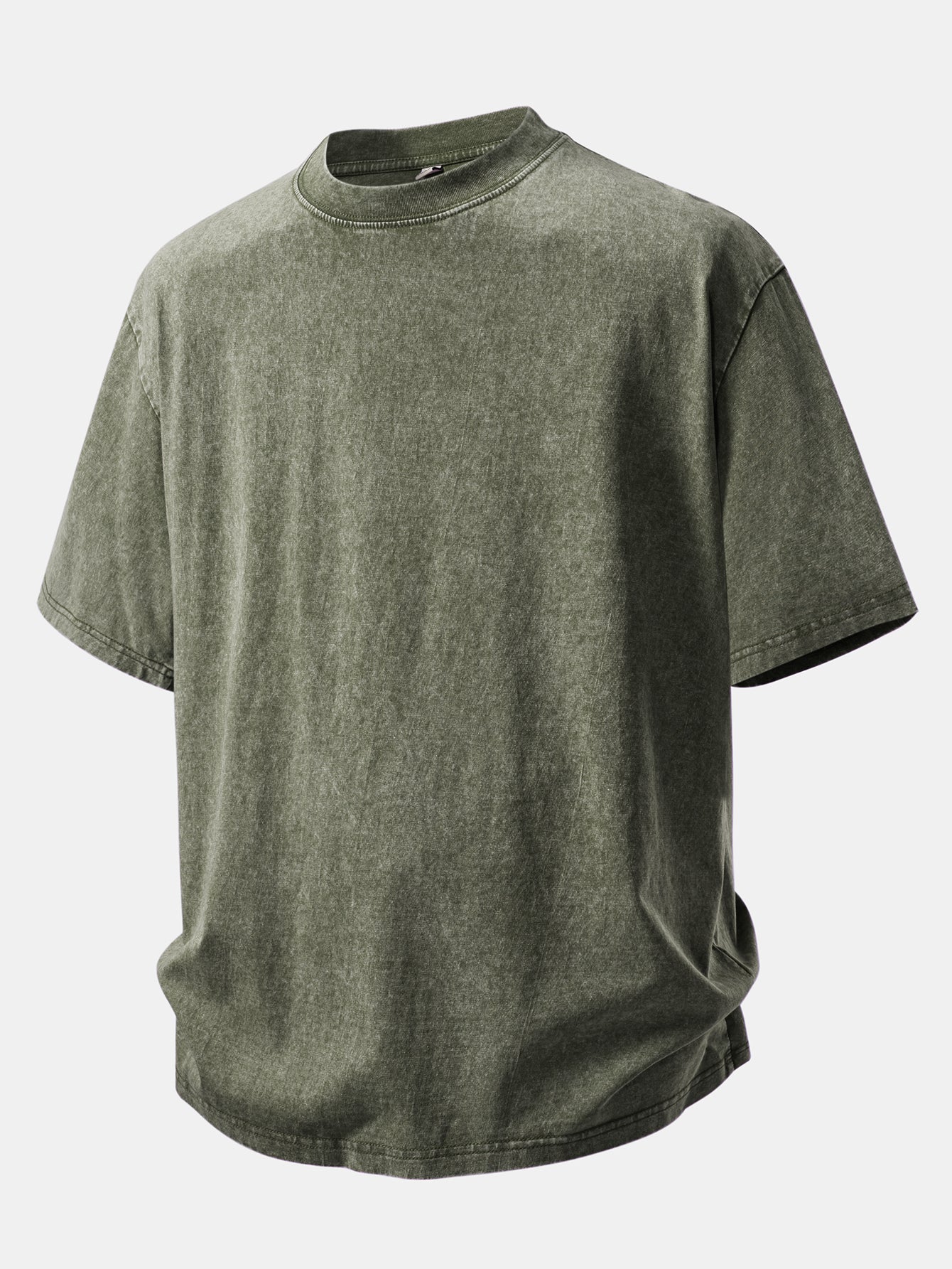 Basic Washed Distressed Drop Shoulder Oversize T-Shirt - Image 9