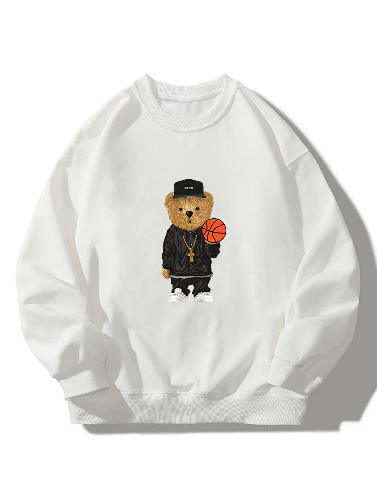 Basketball Bär Druck Rundhals Entspanntes Sweatshirt - Image 4