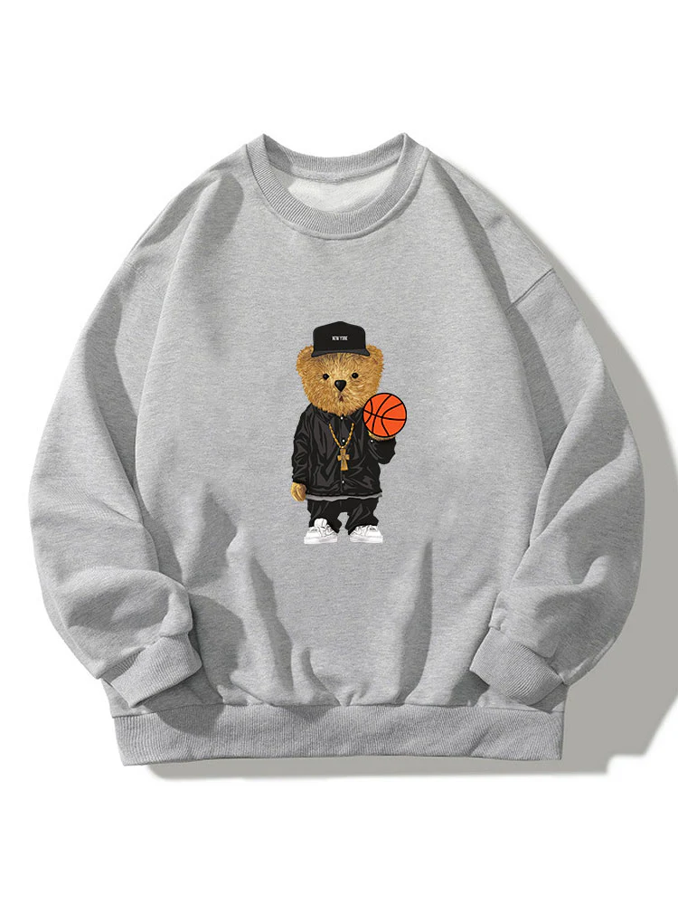 Basketball Bär Druck Rundhals Entspanntes Sweatshirt - Image 6