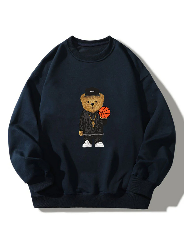 Basketball Bär Druck Rundhals Entspanntes Sweatshirt - Image 7