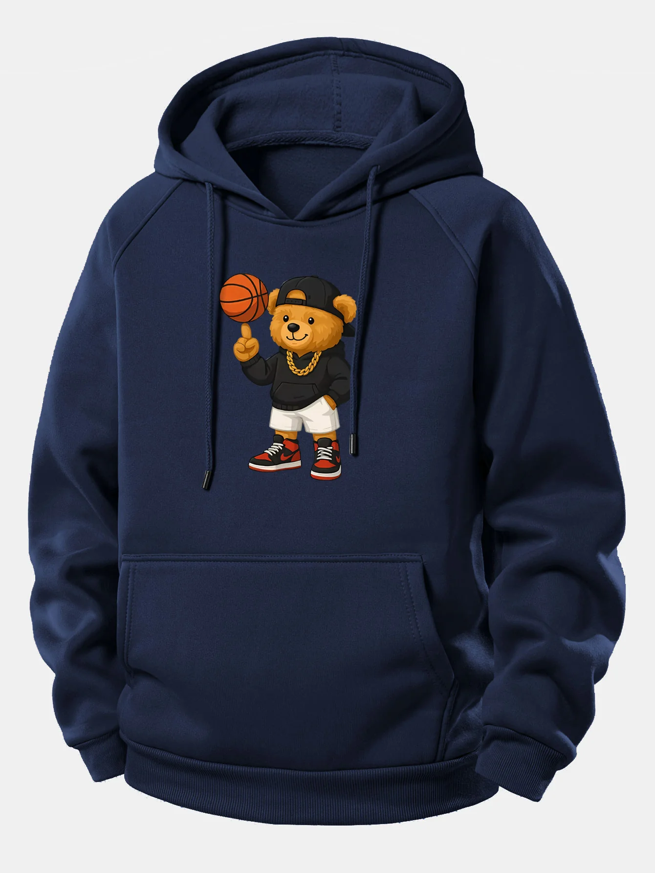 Basketball Bear Print Drawstring Hoodie - Image 10