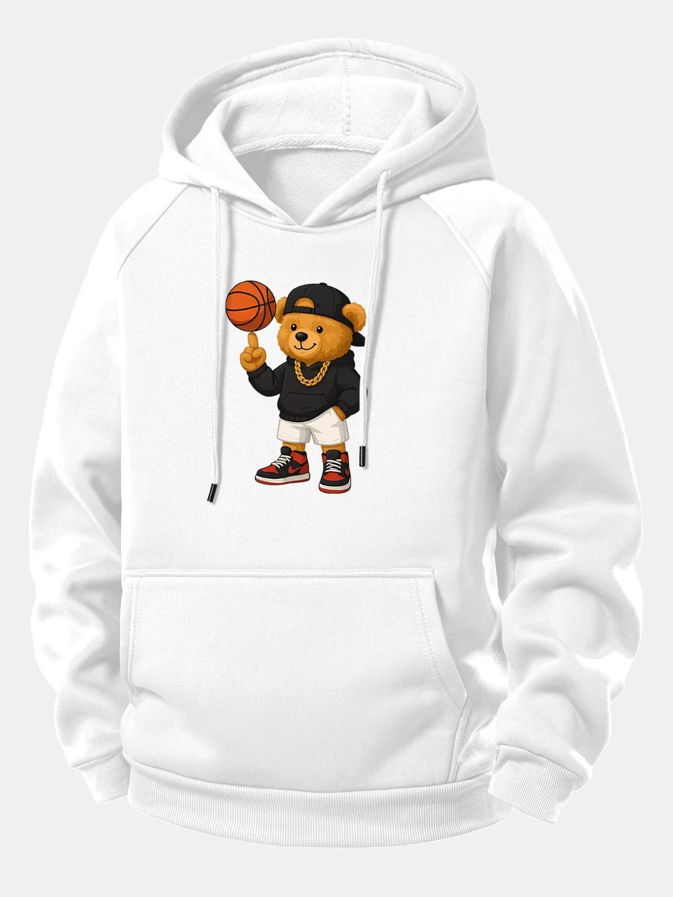 Basketball Bear Print Drawstring Hoodie - Image 12