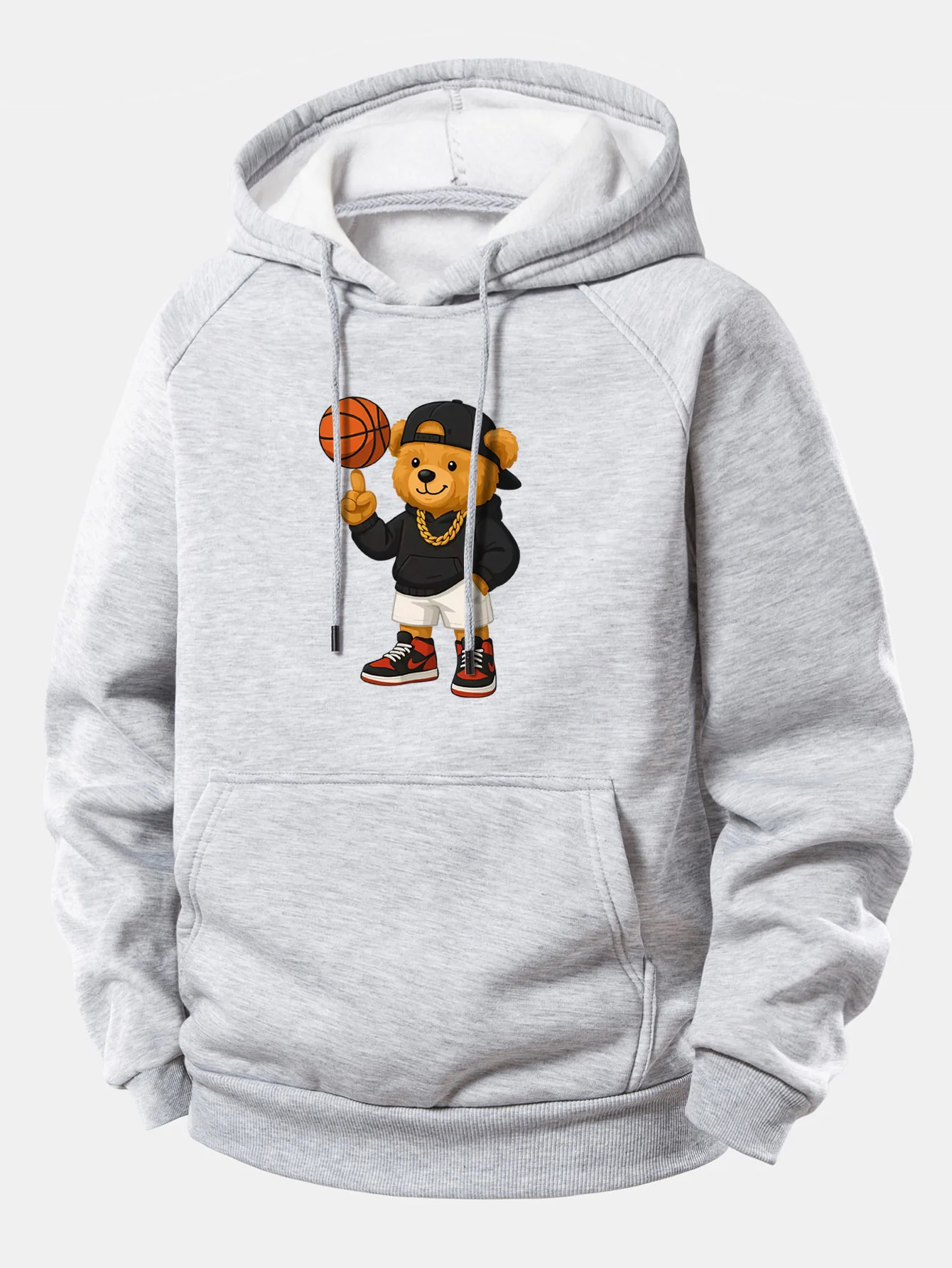 Basketball Bear Print Drawstring Hoodie - Image 13