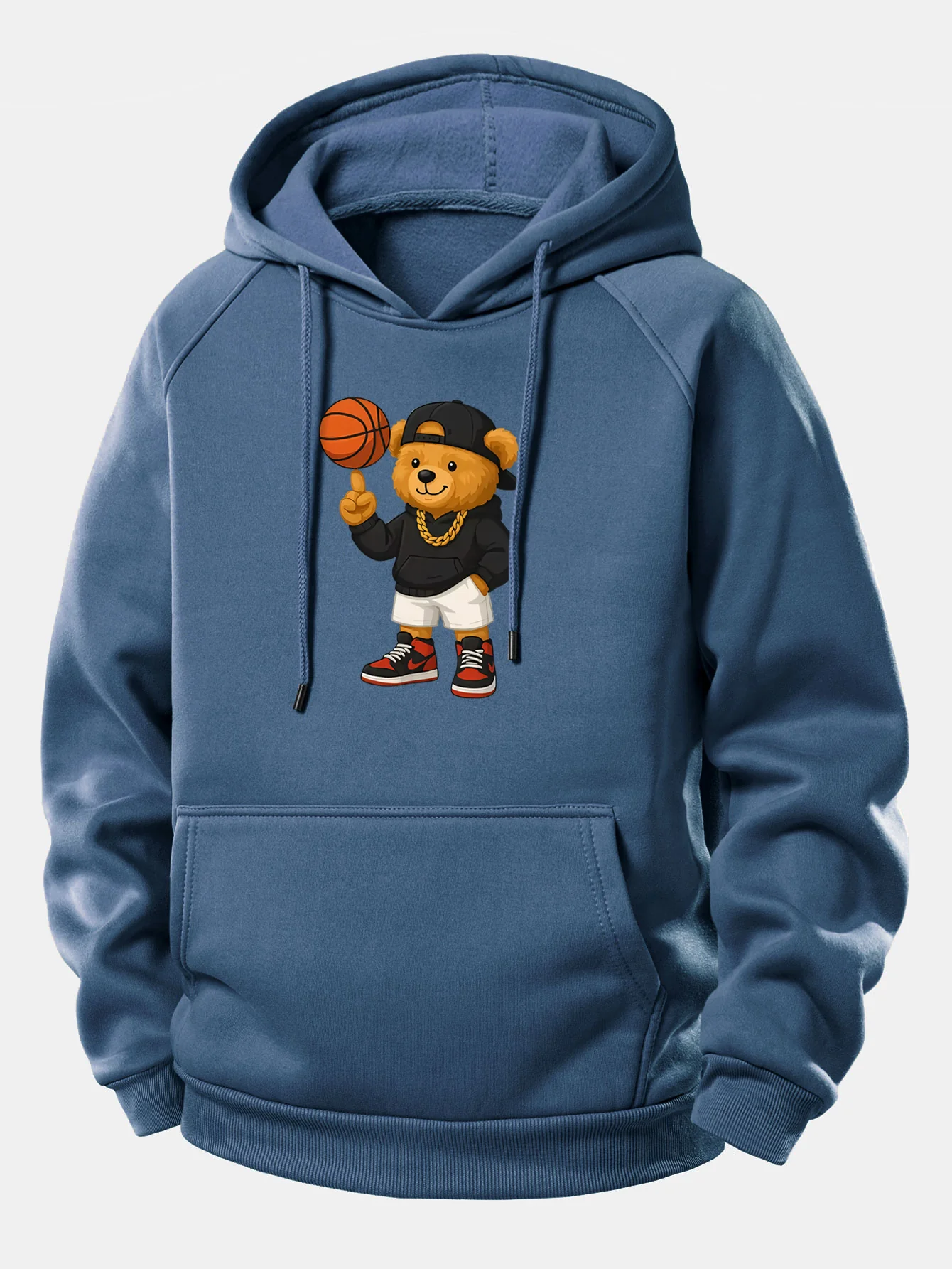 Basketball Bear Print Drawstring Hoodie - Image 5