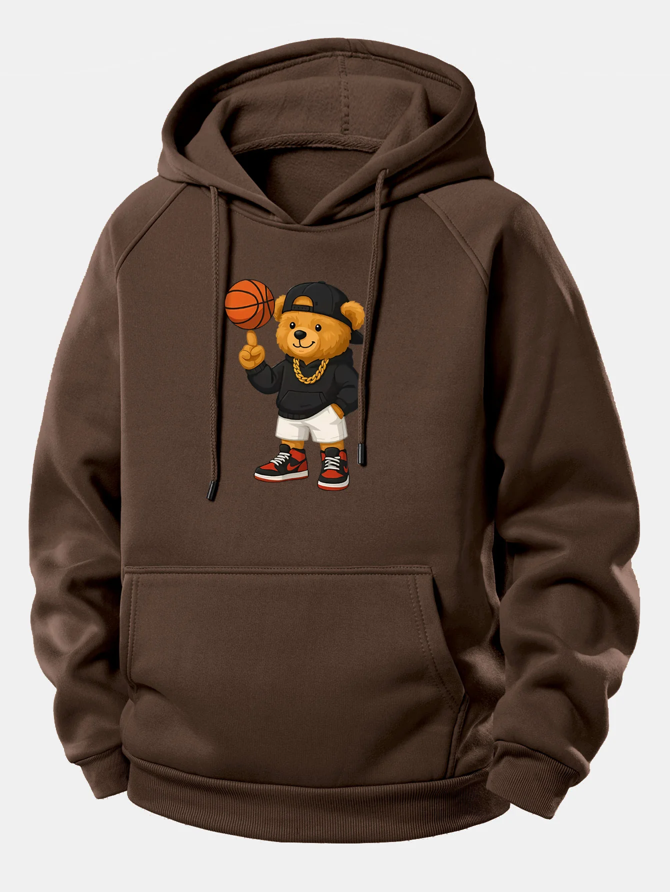 Basketball Bear Print Drawstring Hoodie - Image 6