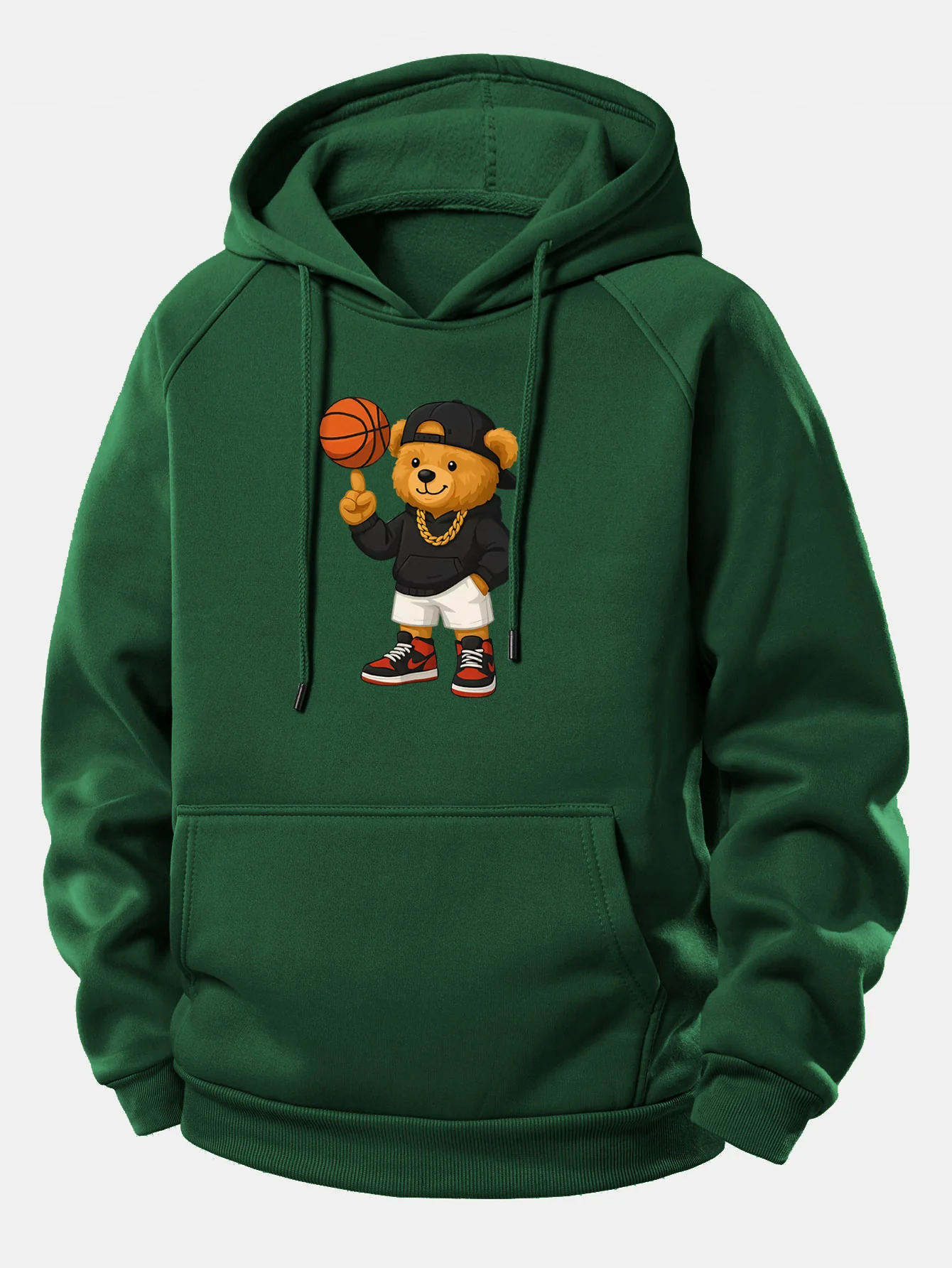 Basketball Bear Print Drawstring Hoodie - Image 7