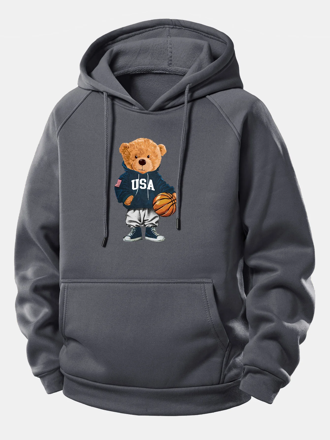 Basketball Bär Druck Kordelzug Kapuzenpullover - Image 12