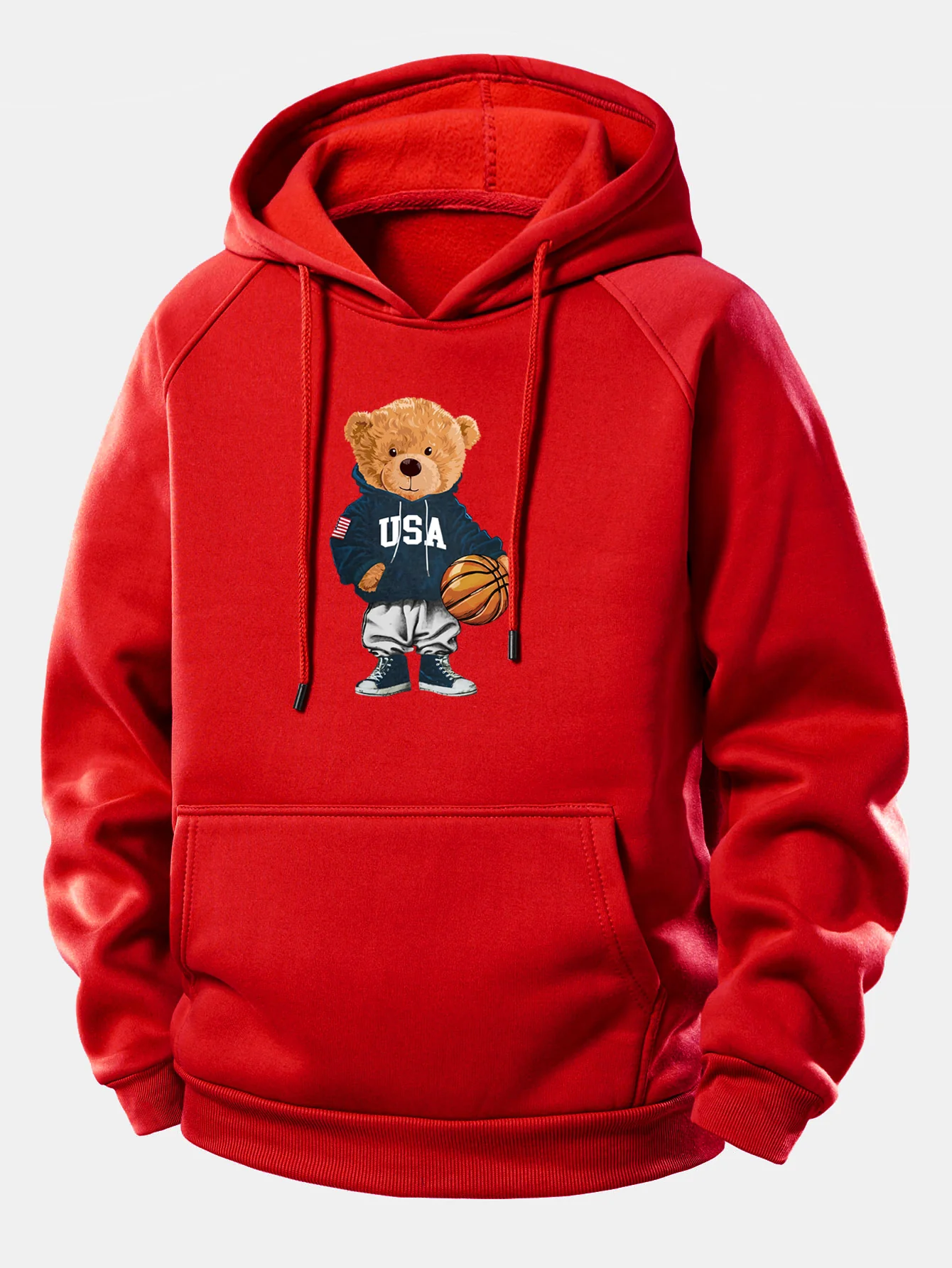 Basketball Bär Druck Kordelzug Kapuzenpullover - Image 13