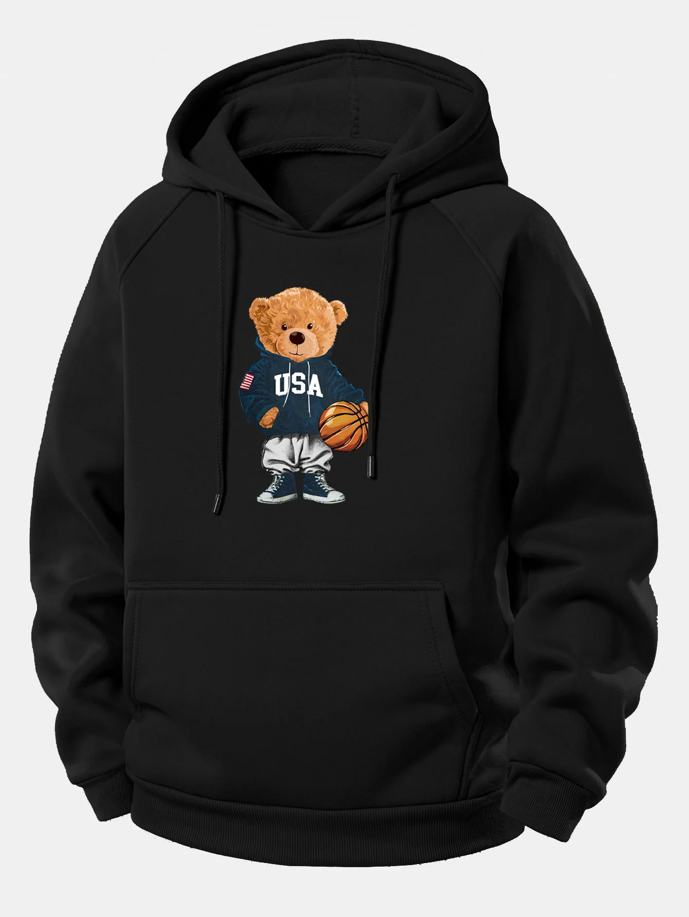 Basketball Bär Druck Kordelzug Kapuzenpullover - Image 2