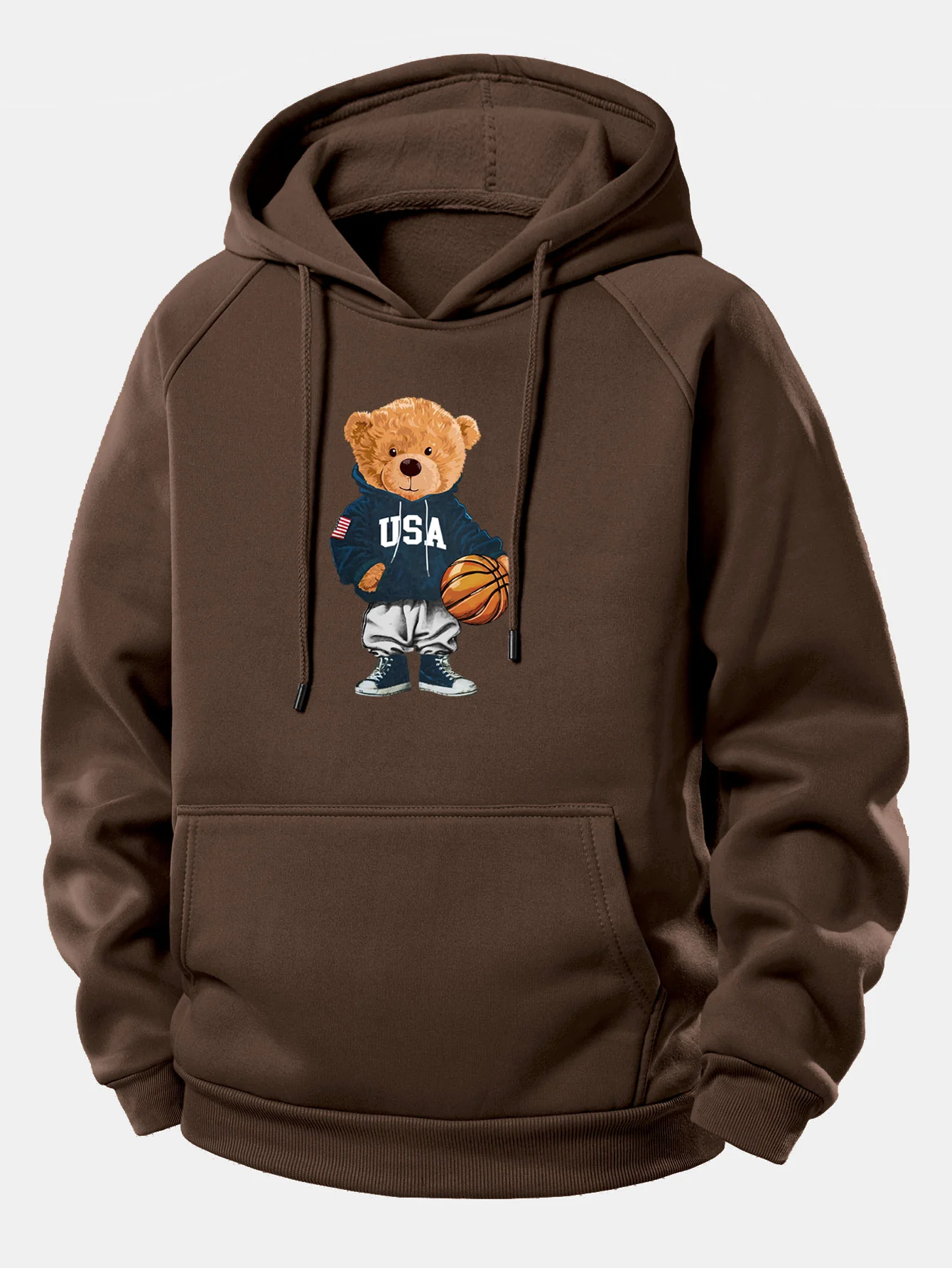 Basketball Bär Druck Kordelzug Kapuzenpullover - Image 3