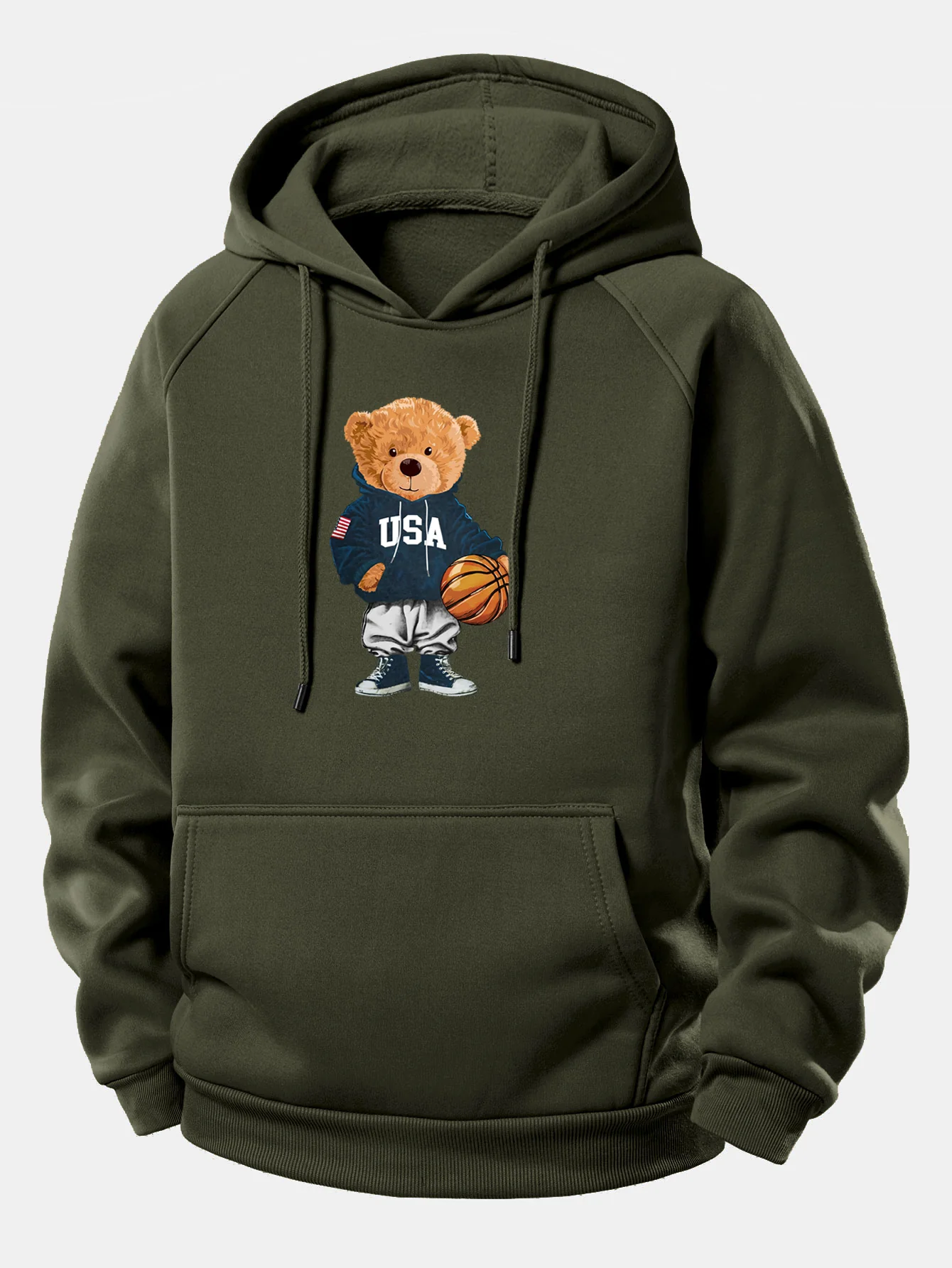 Basketball Bär Druck Kordelzug Kapuzenpullover - Image 4