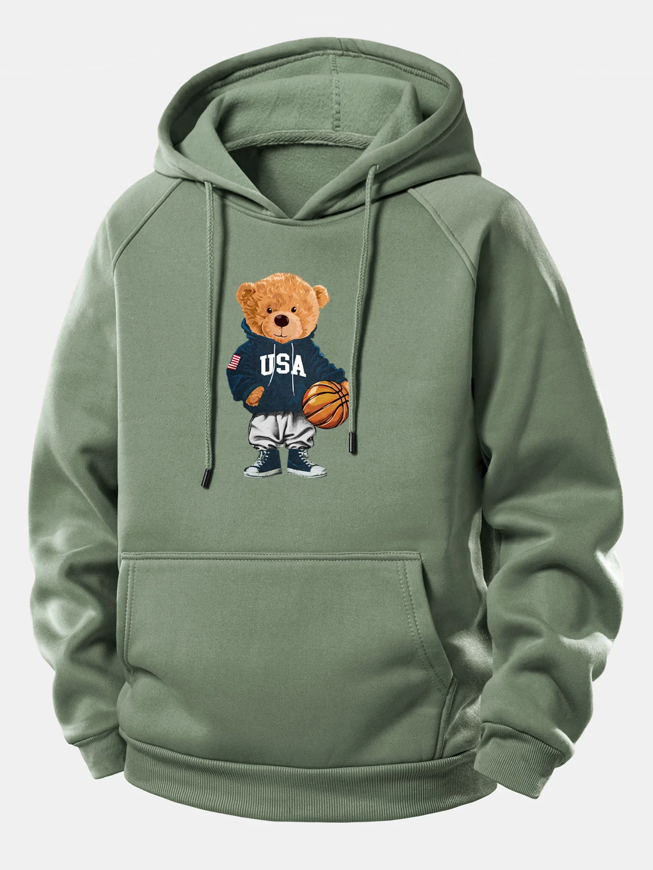 Basketball Bär Druck Kordelzug Kapuzenpullover - Image 9