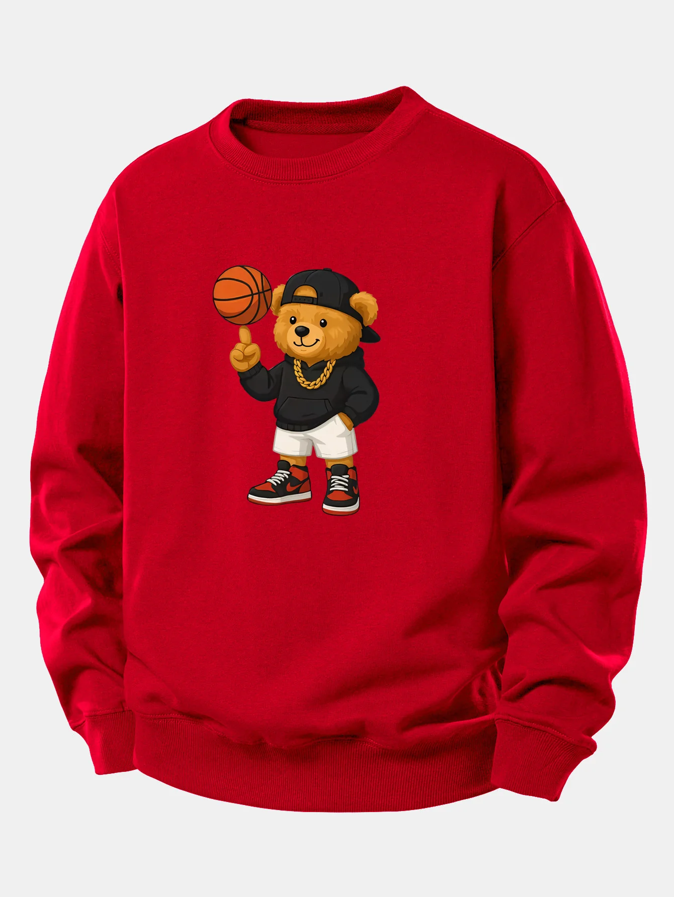 Basketball Bear Print Relax Fit Sweatshirt - Image 10