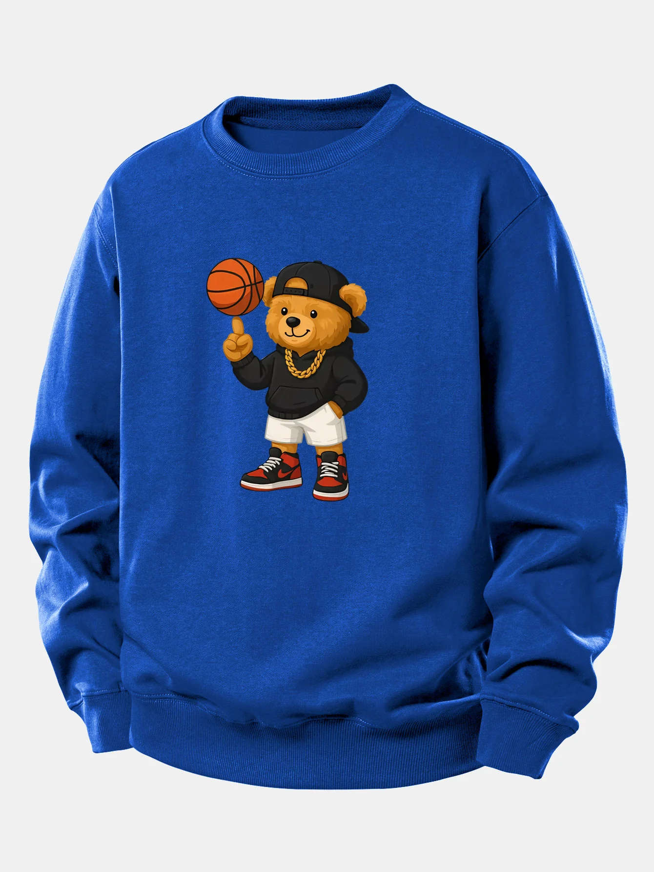 Basketball Bear Print Relax Fit Sweatshirt - Image 11