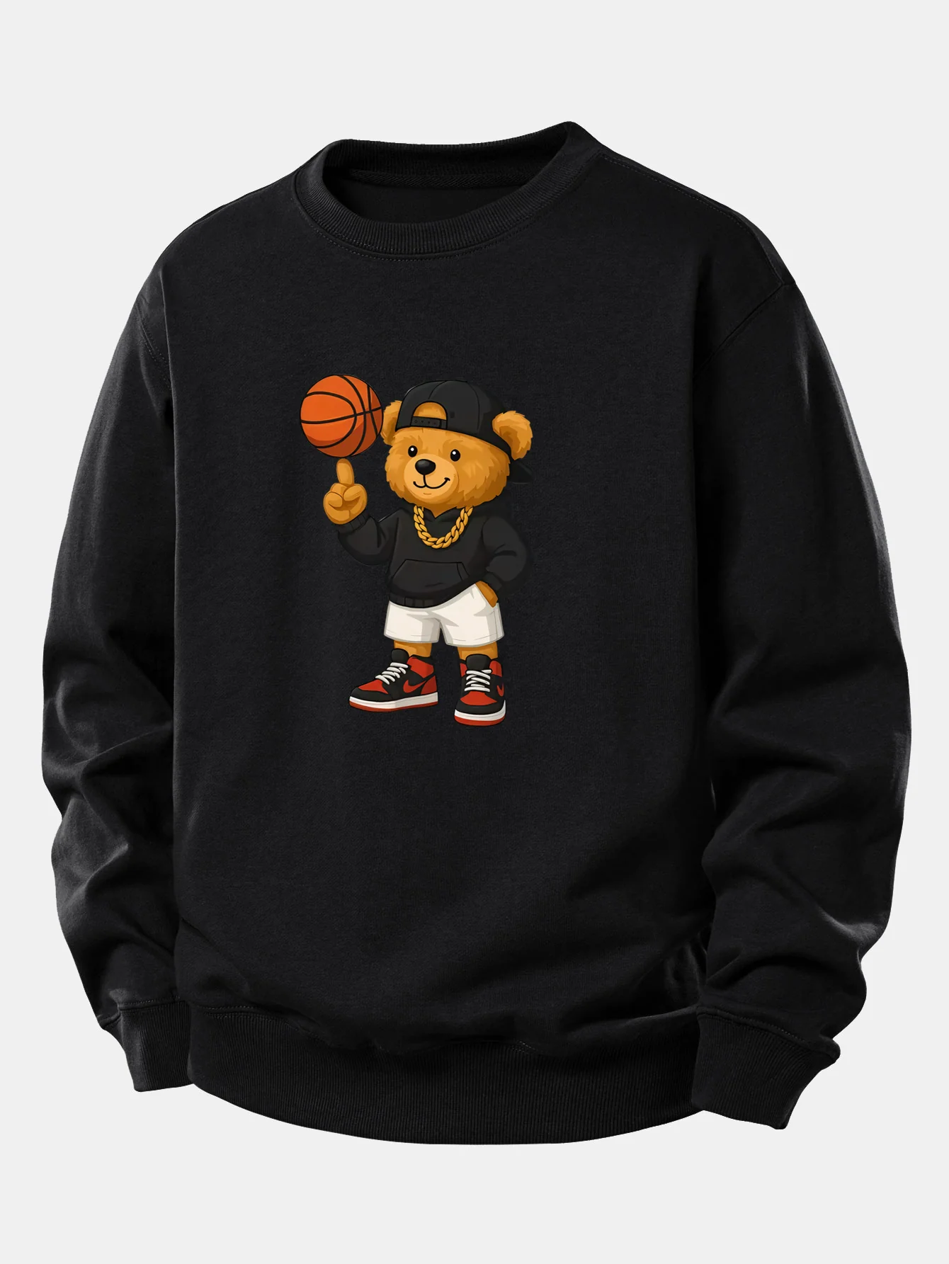 Basketball Bear Print Relax Fit Sweatshirt - Image 2