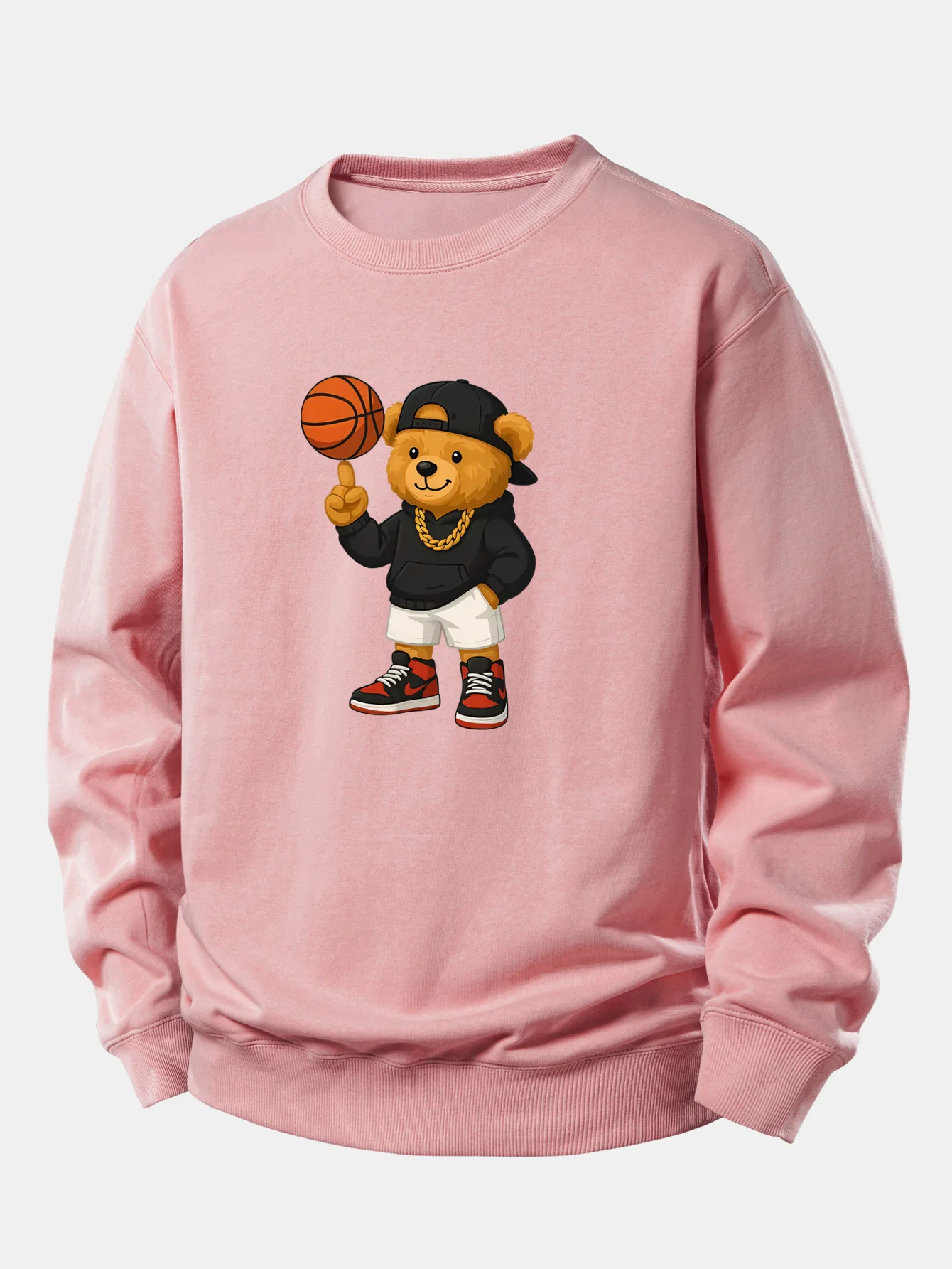 Basketball Bear Print Relax Fit Sweatshirt - Image 4