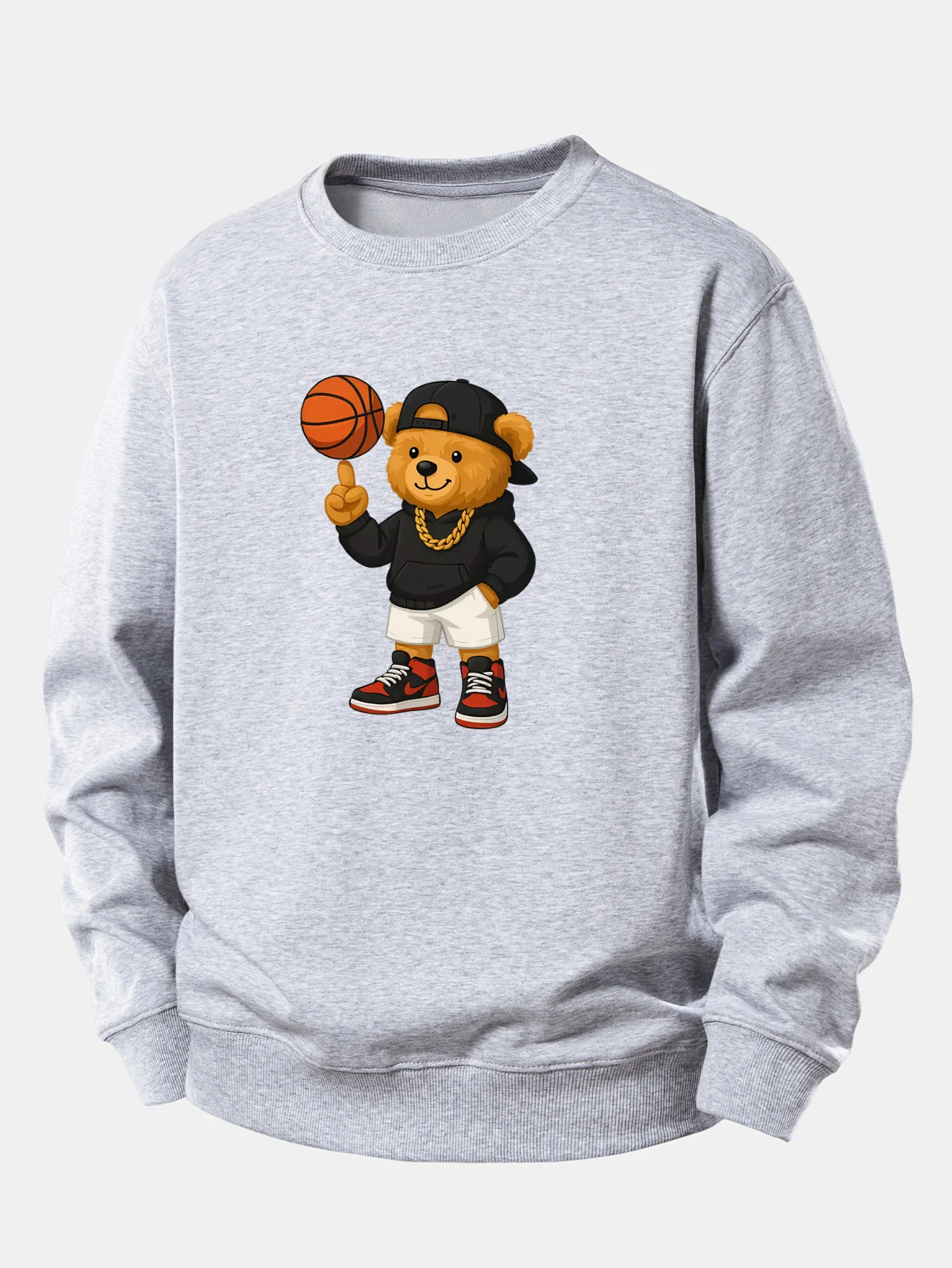 Basketball Bear Print Relax Fit Sweatshirt - Image 5