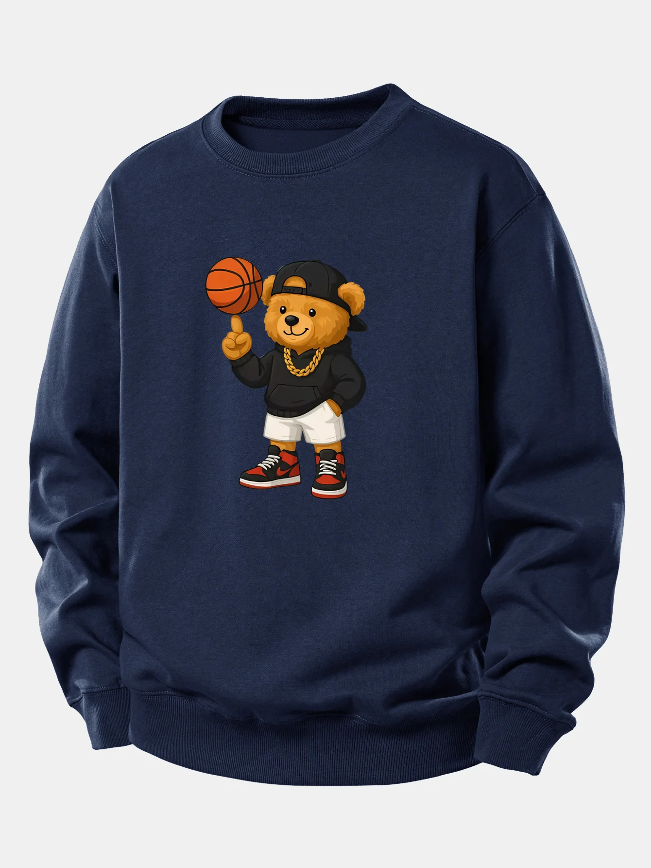 Basketball Bear Print Relax Fit Sweatshirt - Image 6