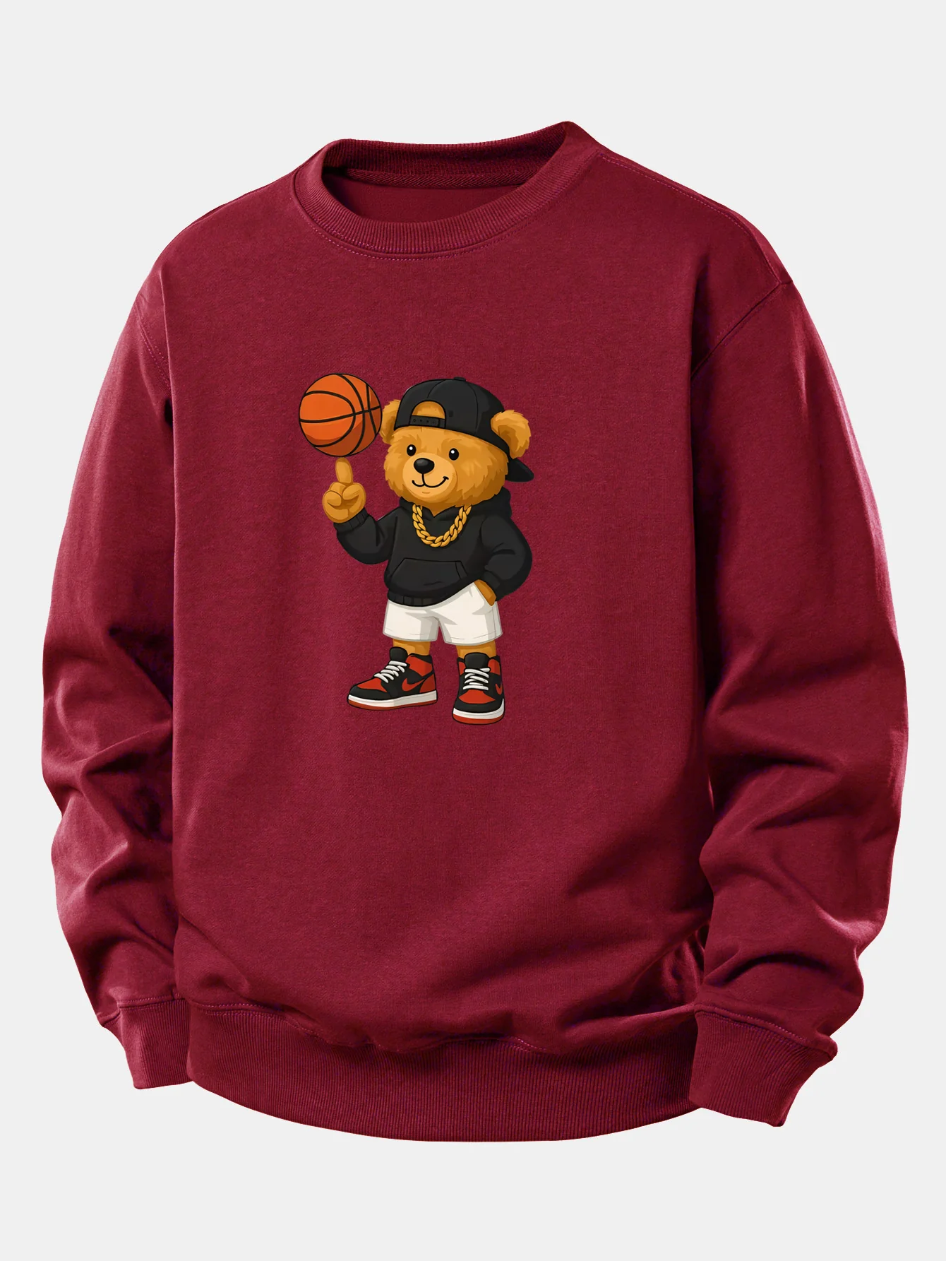 Basketball Bear Print Relax Fit Sweatshirt - Image 7