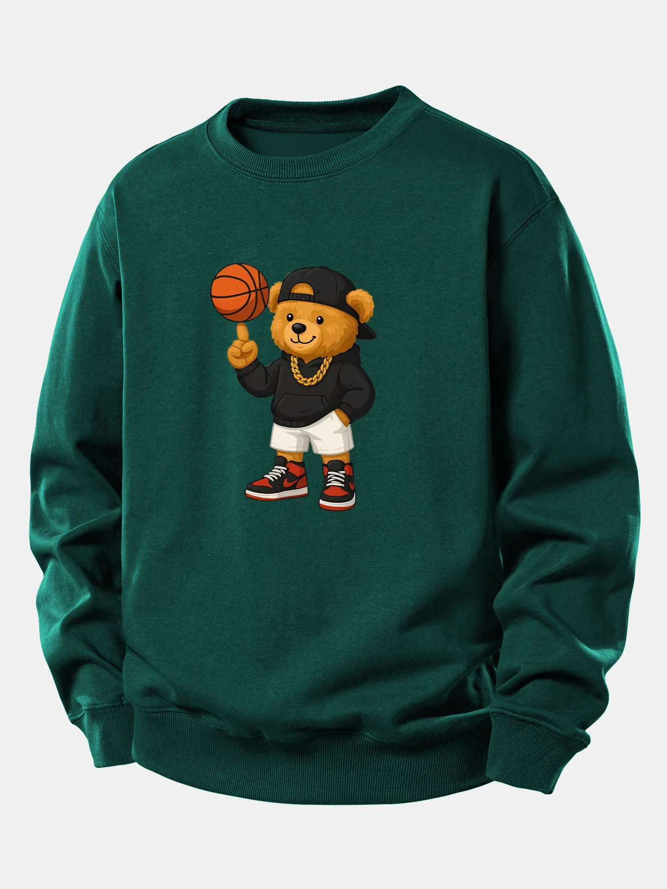 Basketball Bear Print Relax Fit Sweatshirt - Image 9