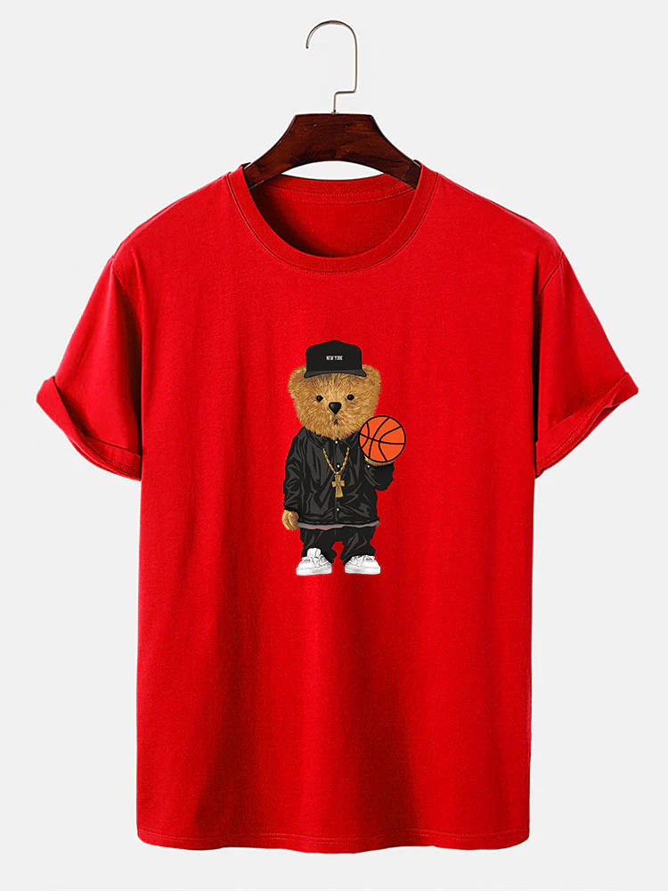 Basketball Bär Druck T-Shirt - Image 11